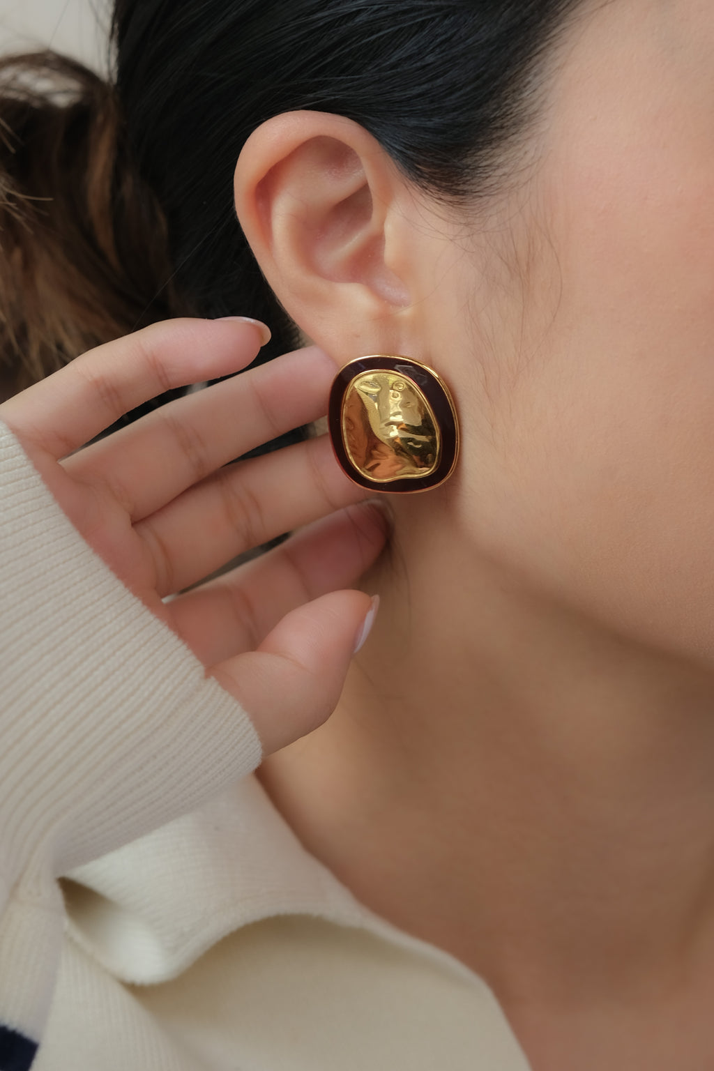 Garnet Two-Tone Studs