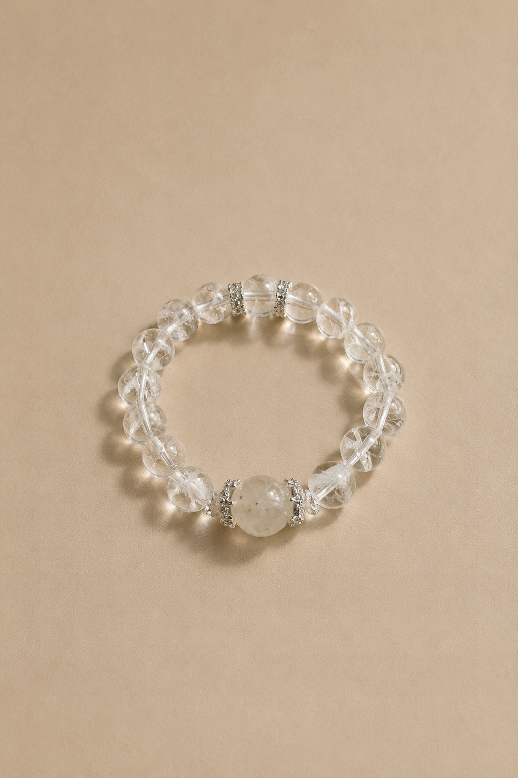 White Azeztulite Snowflake Crystal Bracelet