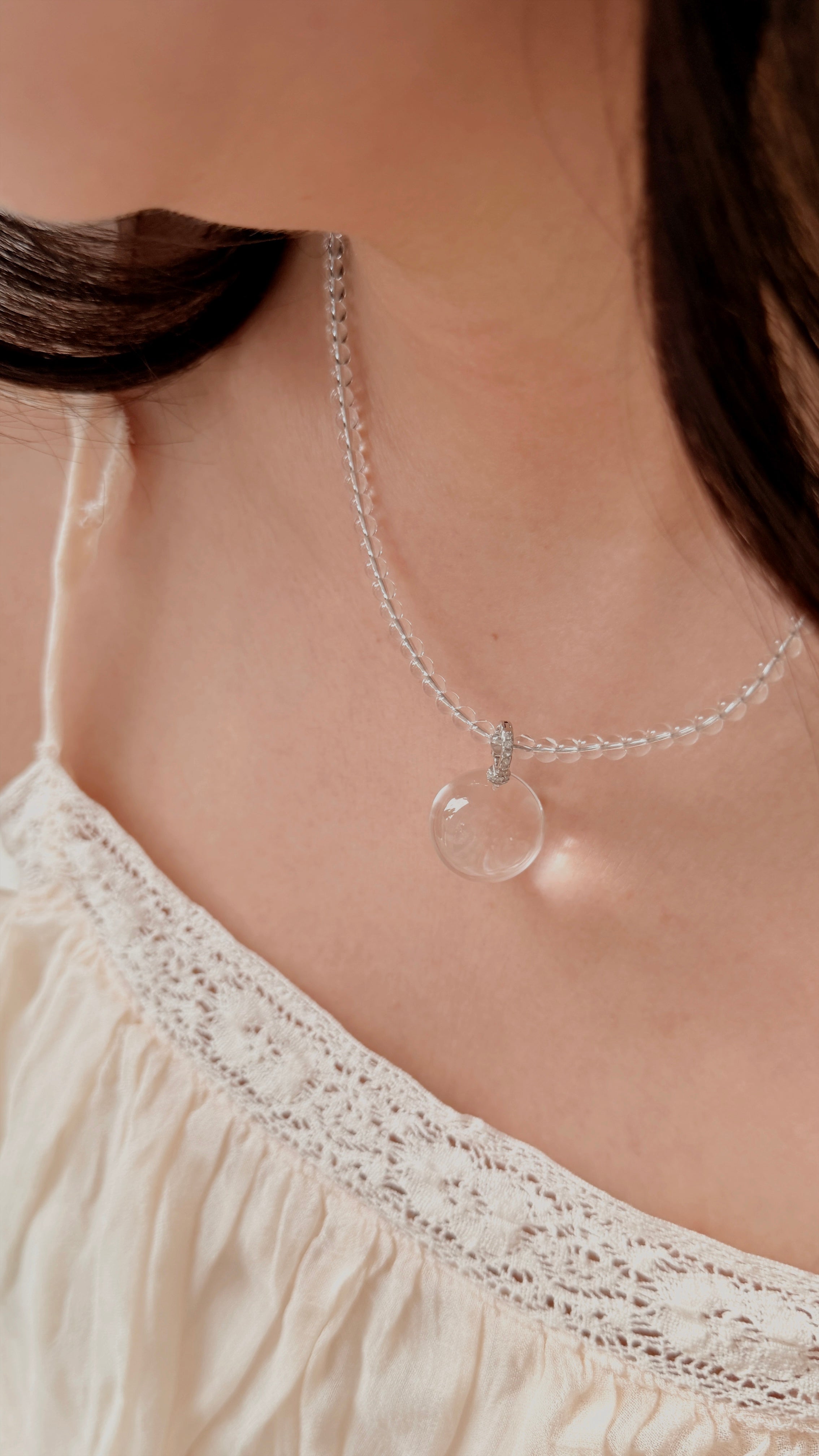 Clear Quartz Beaded Necklace