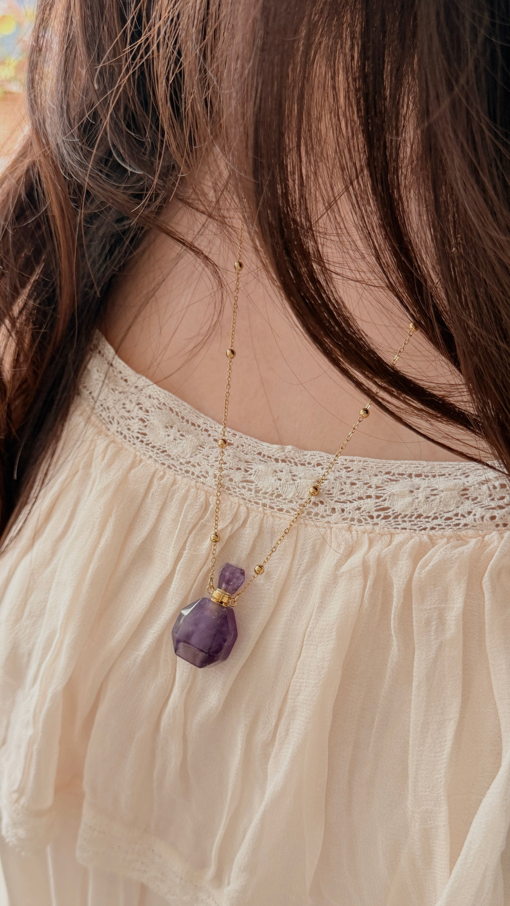 Amethyst Perfume Bottle Necklace