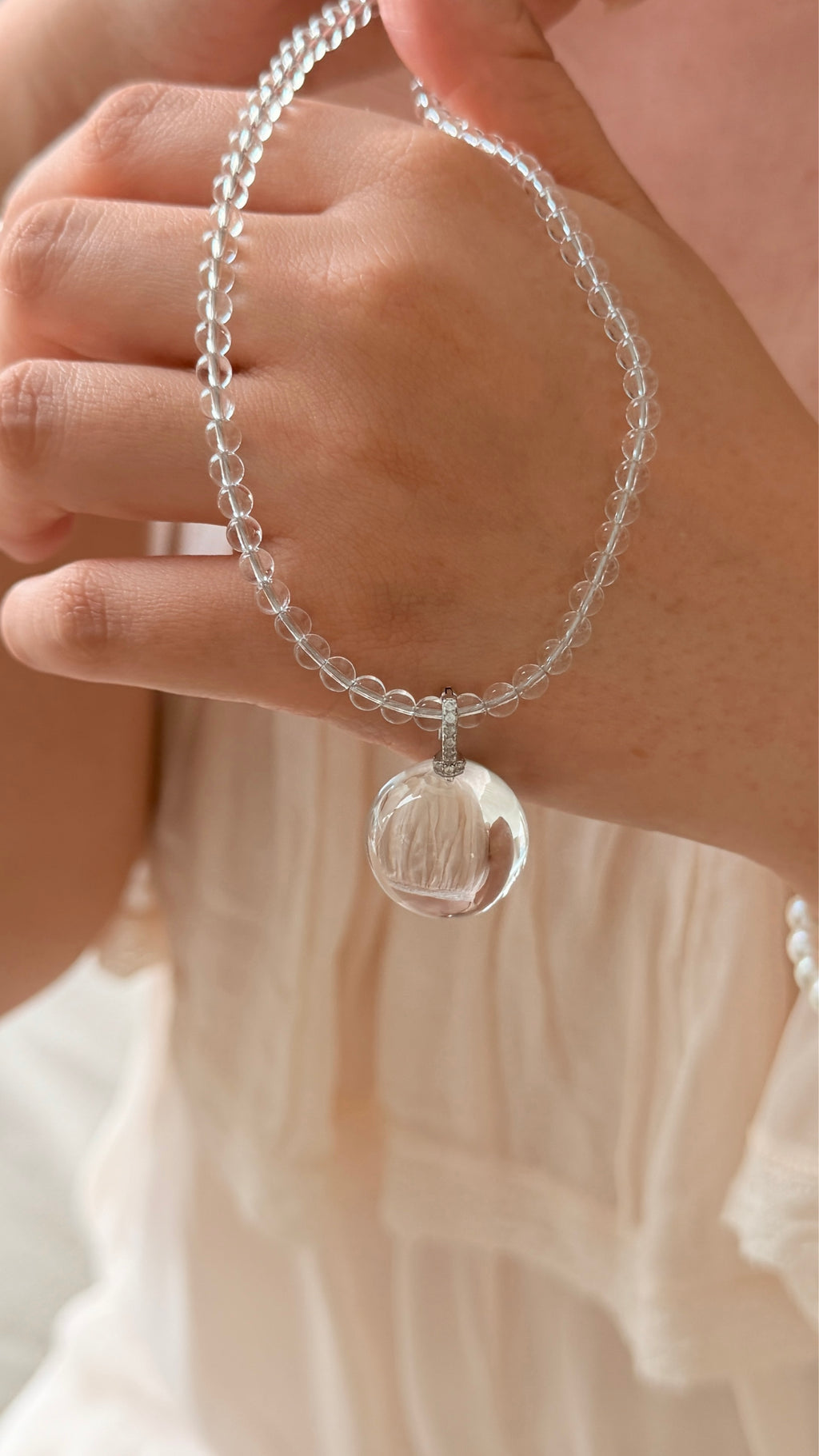 Clear Quartz Beaded Necklace
