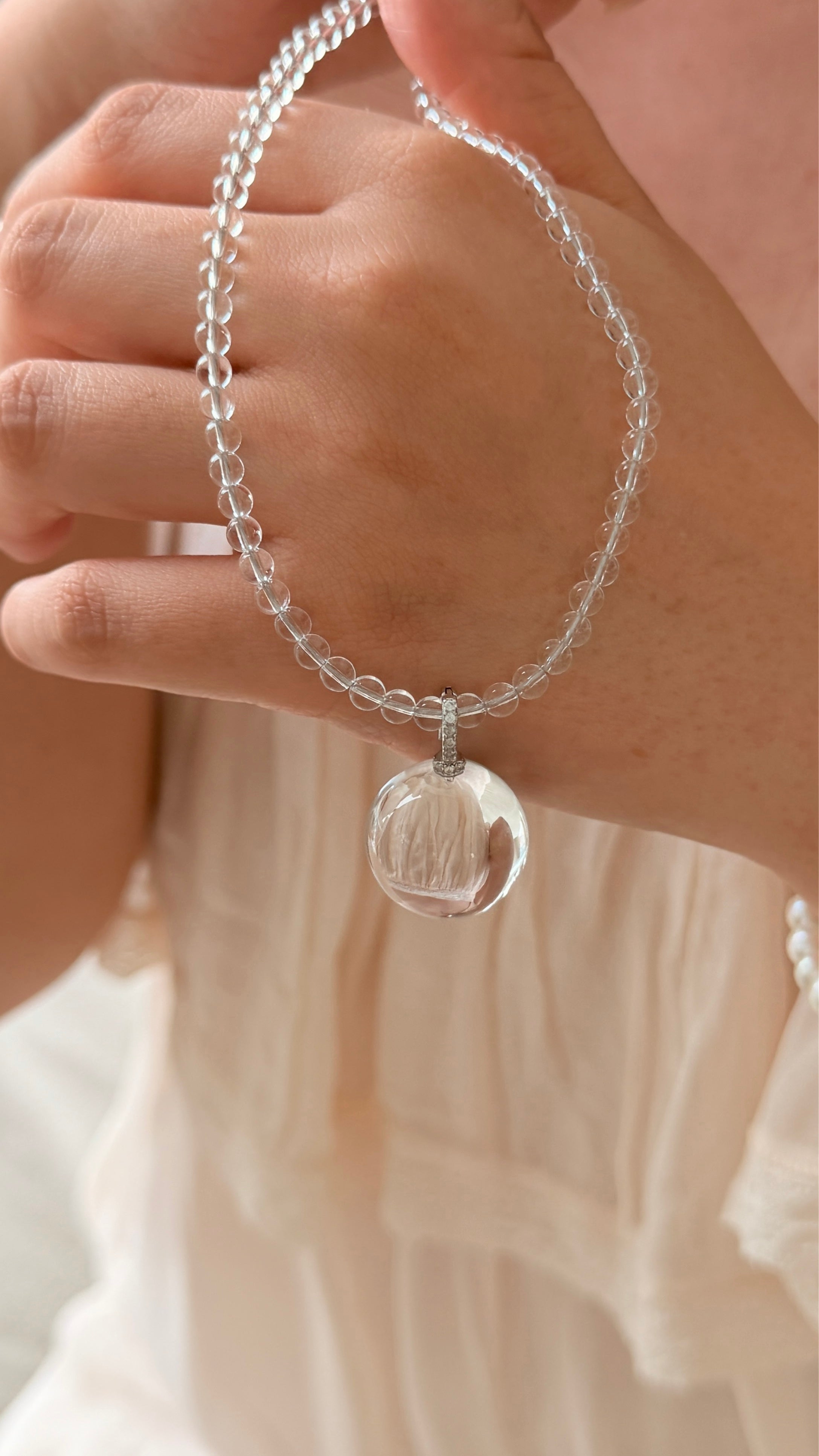 Clear Quartz Beaded Necklace