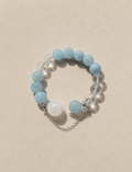 Aquamarine Crystal Bracelet with Clear Quartz & Chain