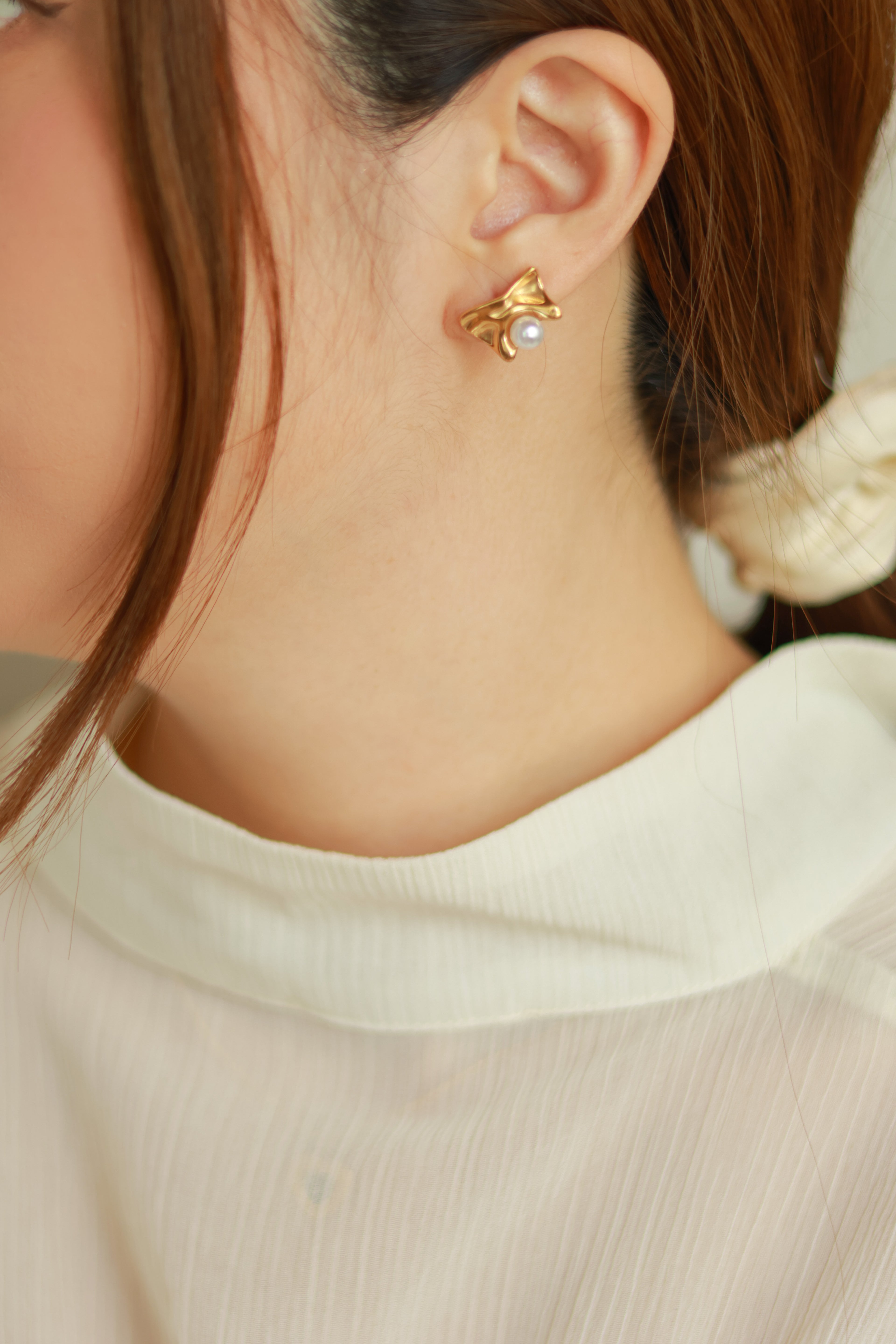 Creased & Pearl Studs