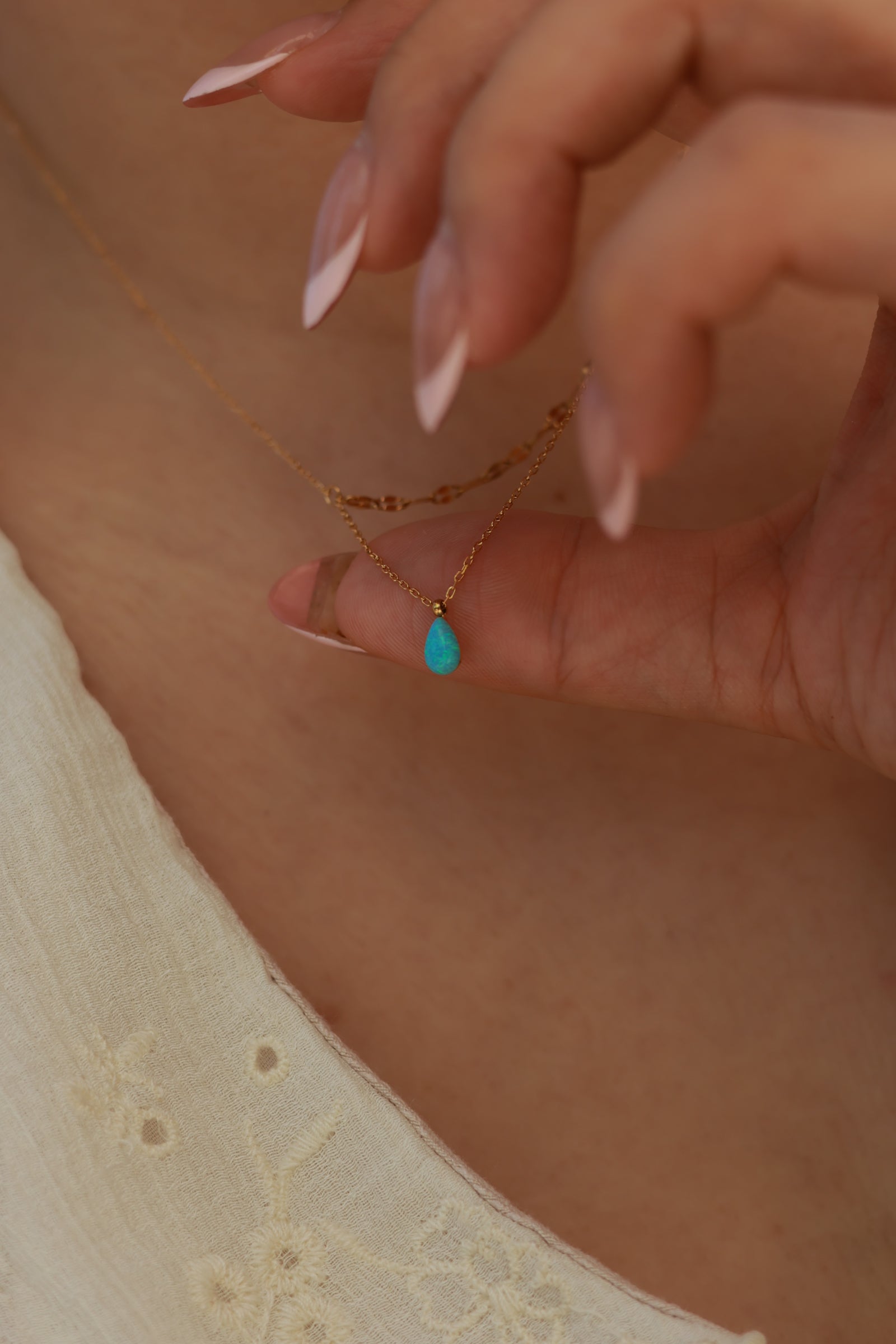 Ocean Glow Teardrop Necklace