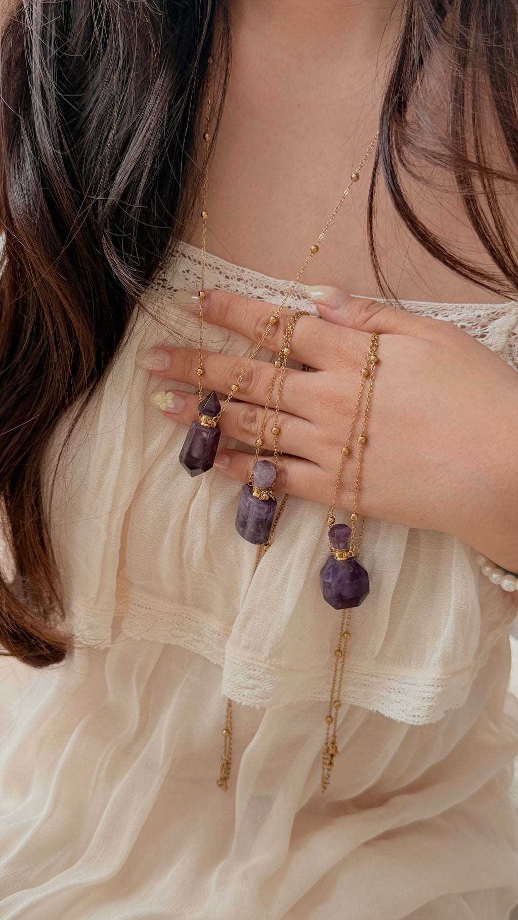 Amethyst Perfume Bottle Necklace