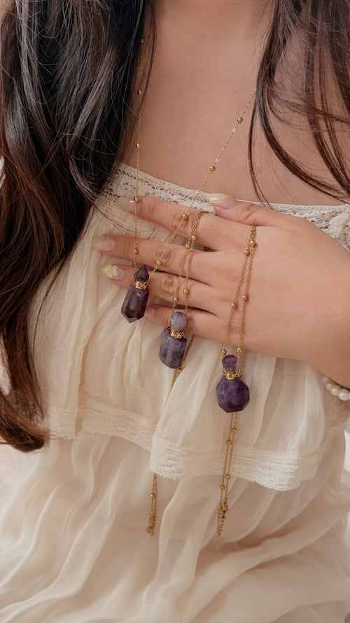 Amethyst Perfume Bottle Necklace