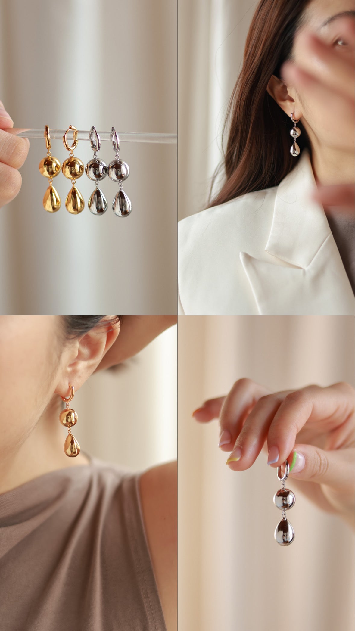 Ball & Teardrop Dangle Earrings