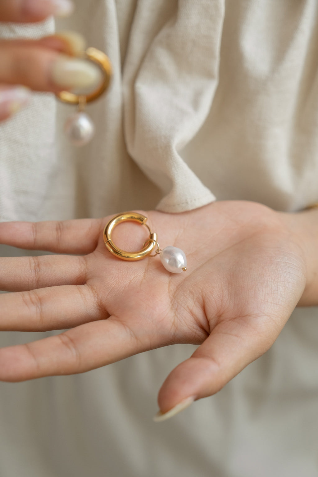 Barque Pearl & Hoop Earrings