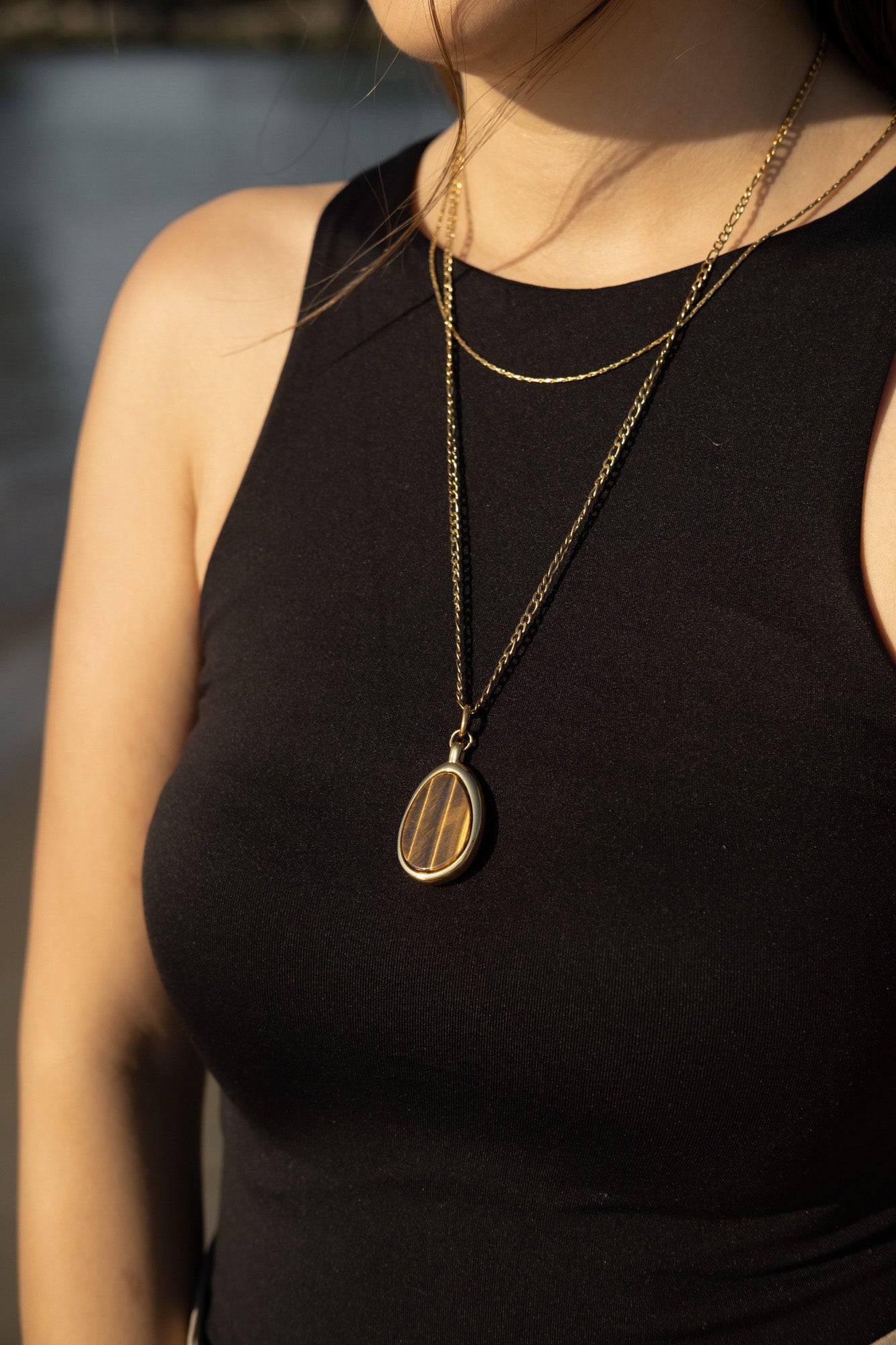 Tiger's Eye Long Drop Necklace
