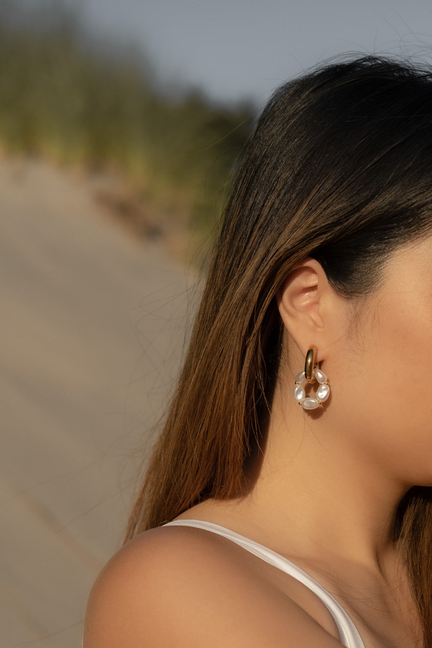 Pearl Double Hoops