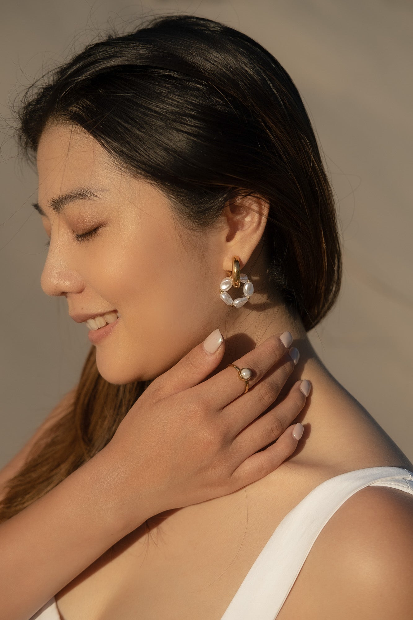 Pearl Double Hoops
