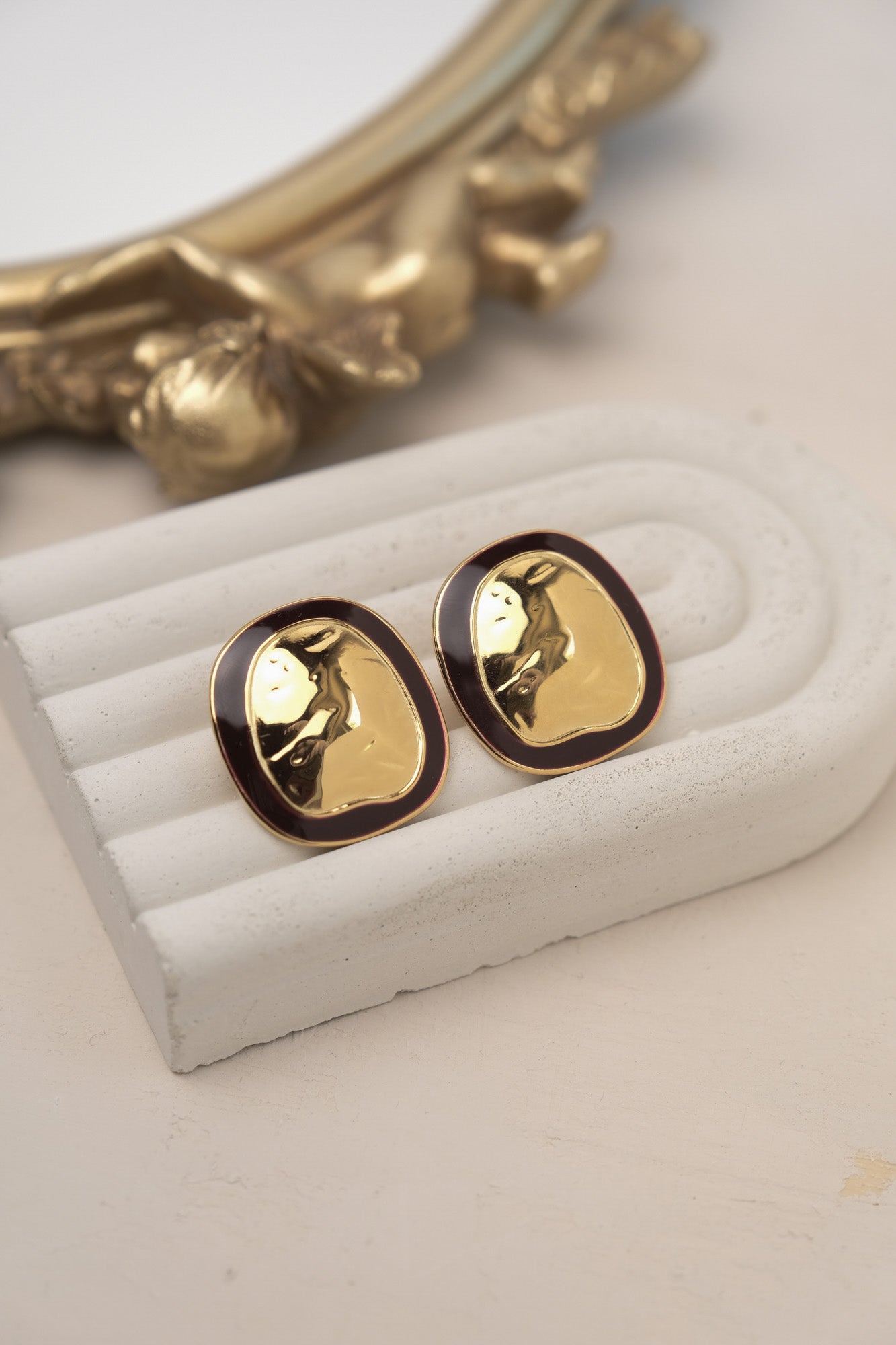 Garnet Two-Tone Studs