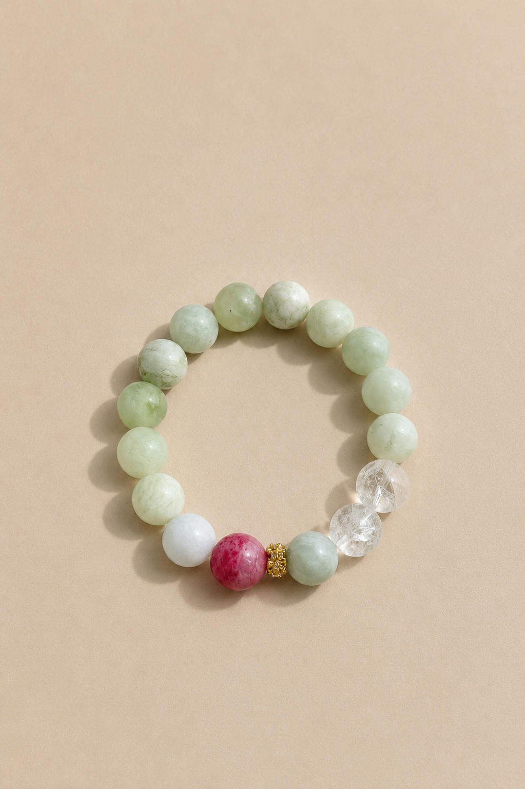 Jade+Strawberry Quartz Bracelet