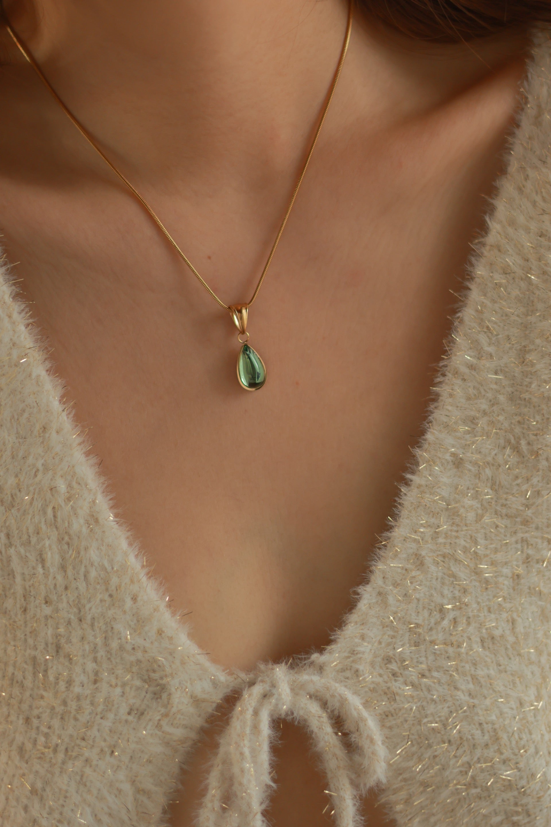 Green Teardrop Necklace