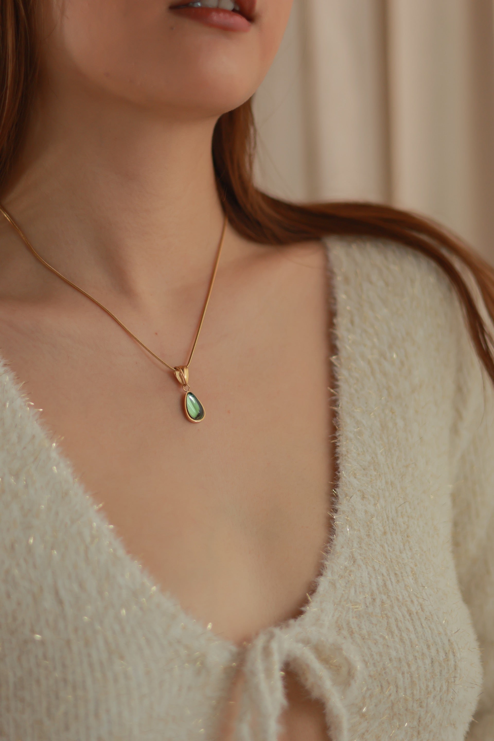 Green Teardrop Necklace