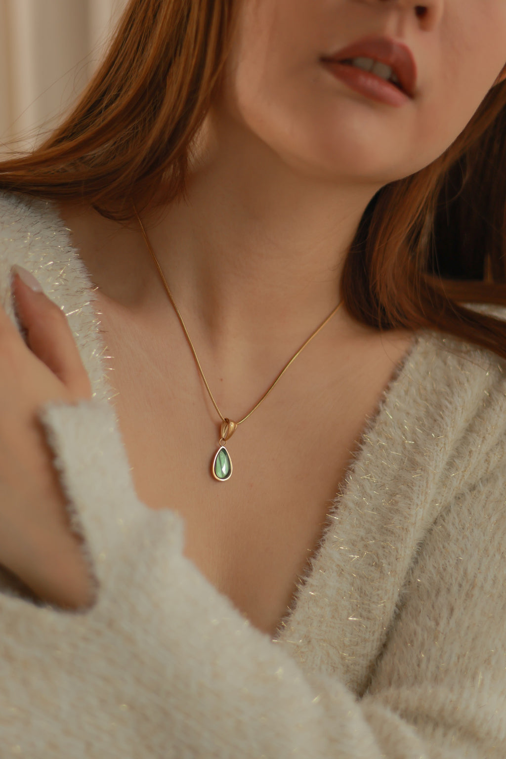 Green Teardrop Necklace