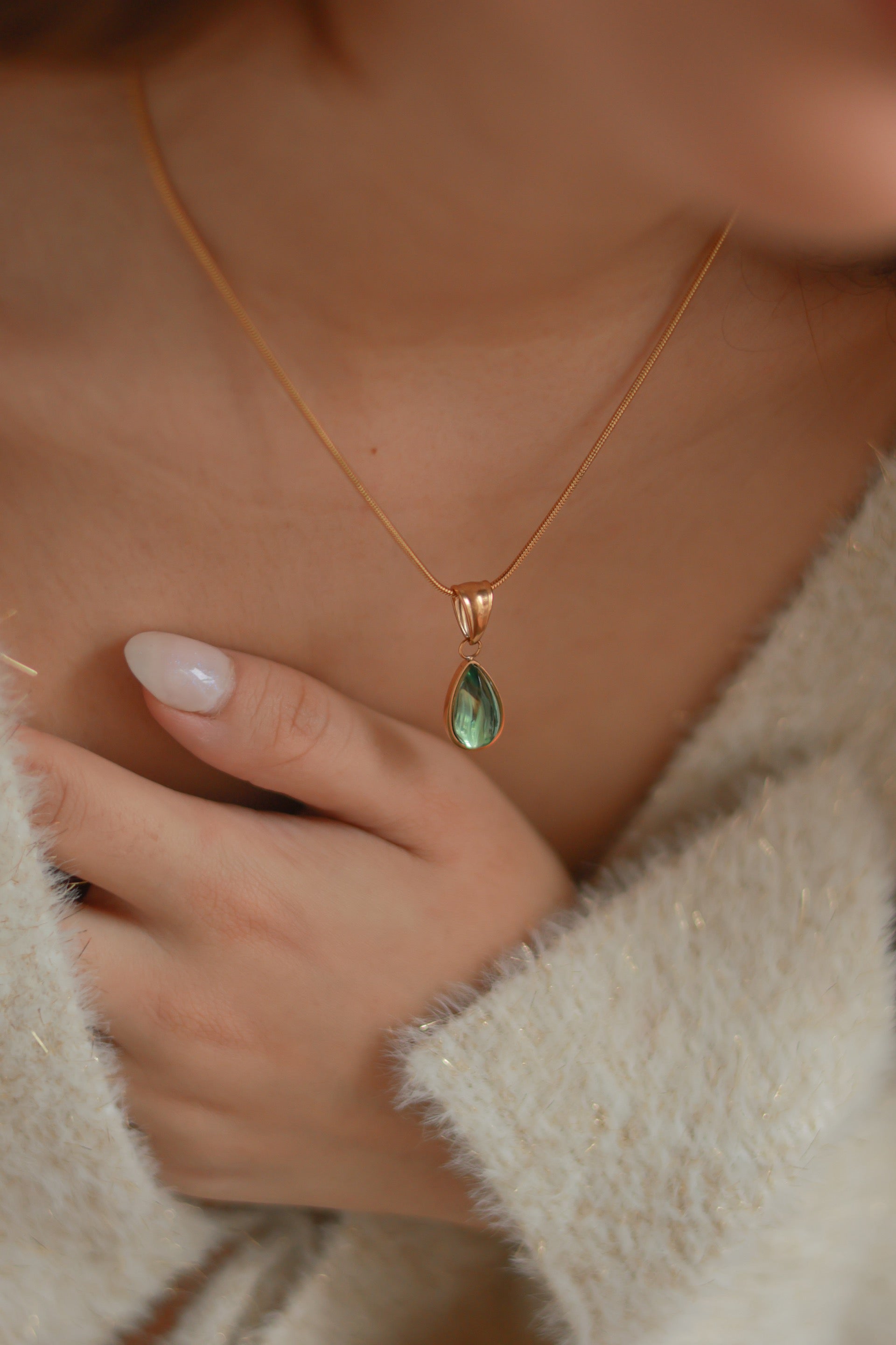 Green Teardrop Necklace