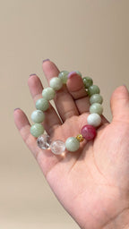 Jade+Strawberry Quartz Bracelet