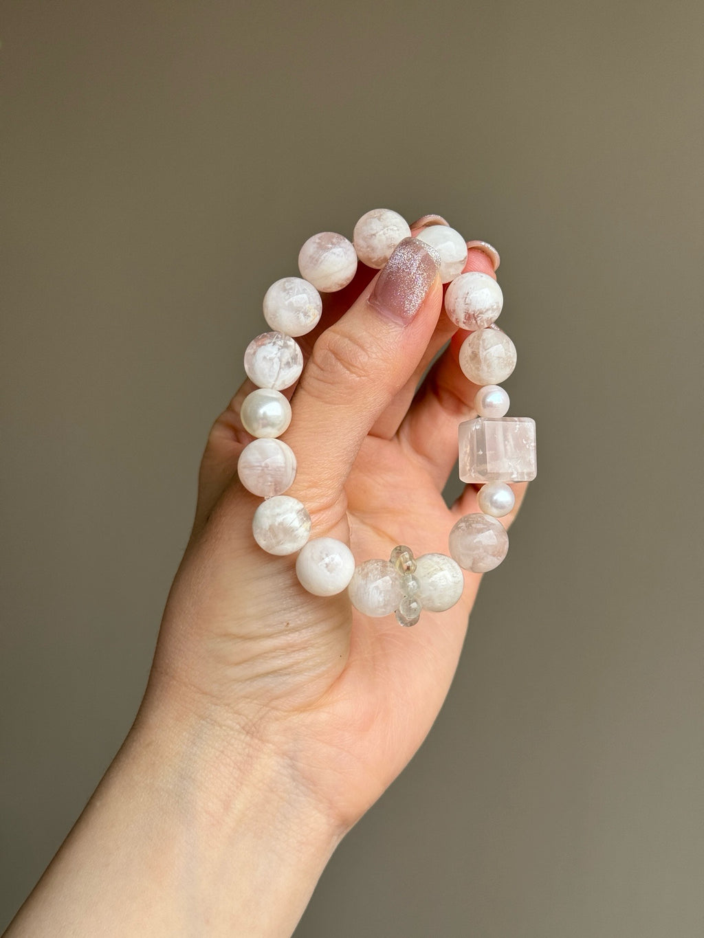 Cherry Blossom Agate with Pearls Crystal Bracelet