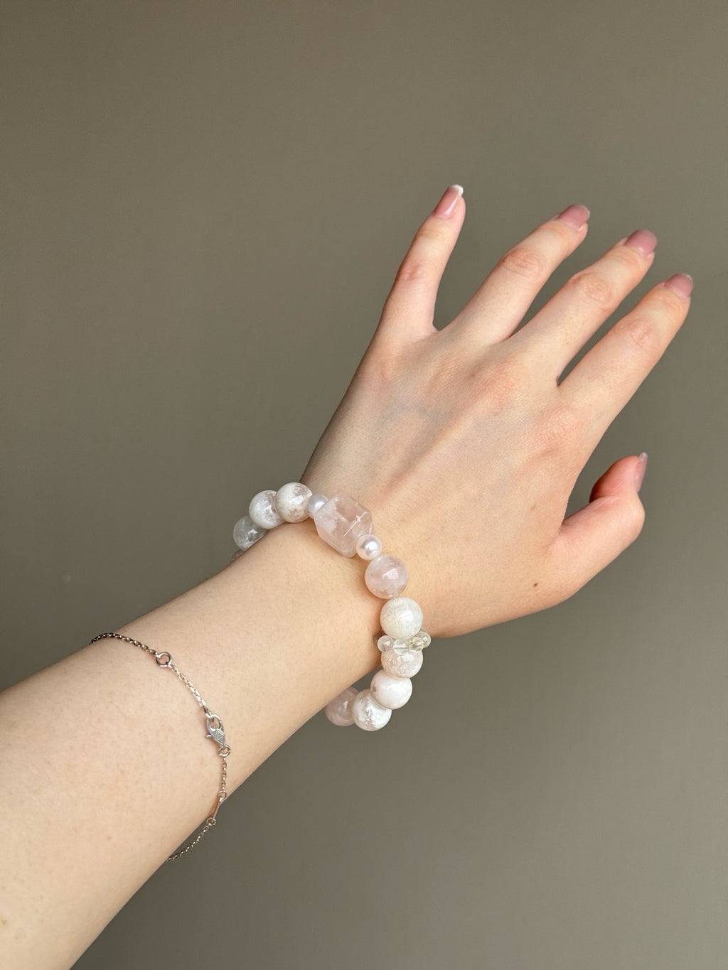Cherry Blossom Agate with Pearls Crystal Bracelet