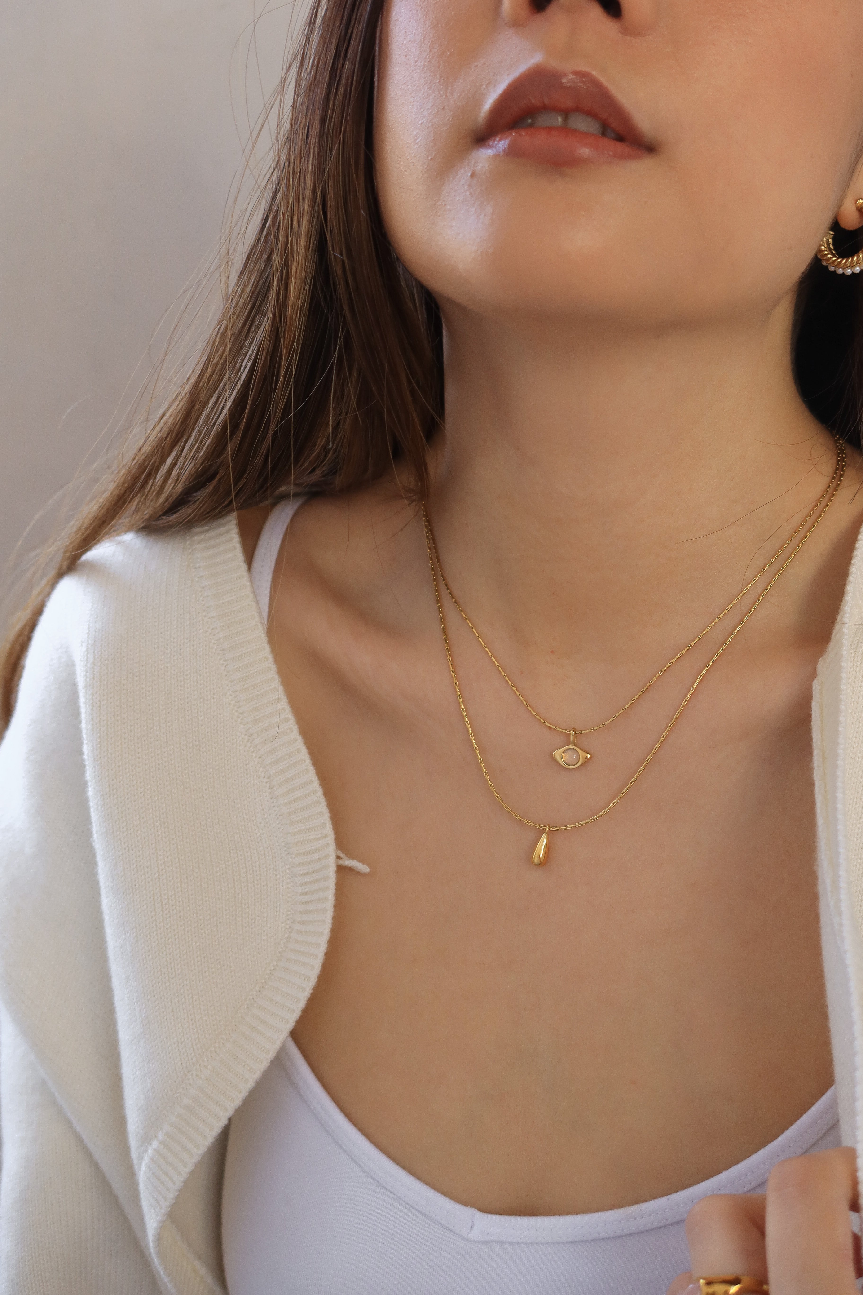 Evil Eye & Teardrop Necklace Set