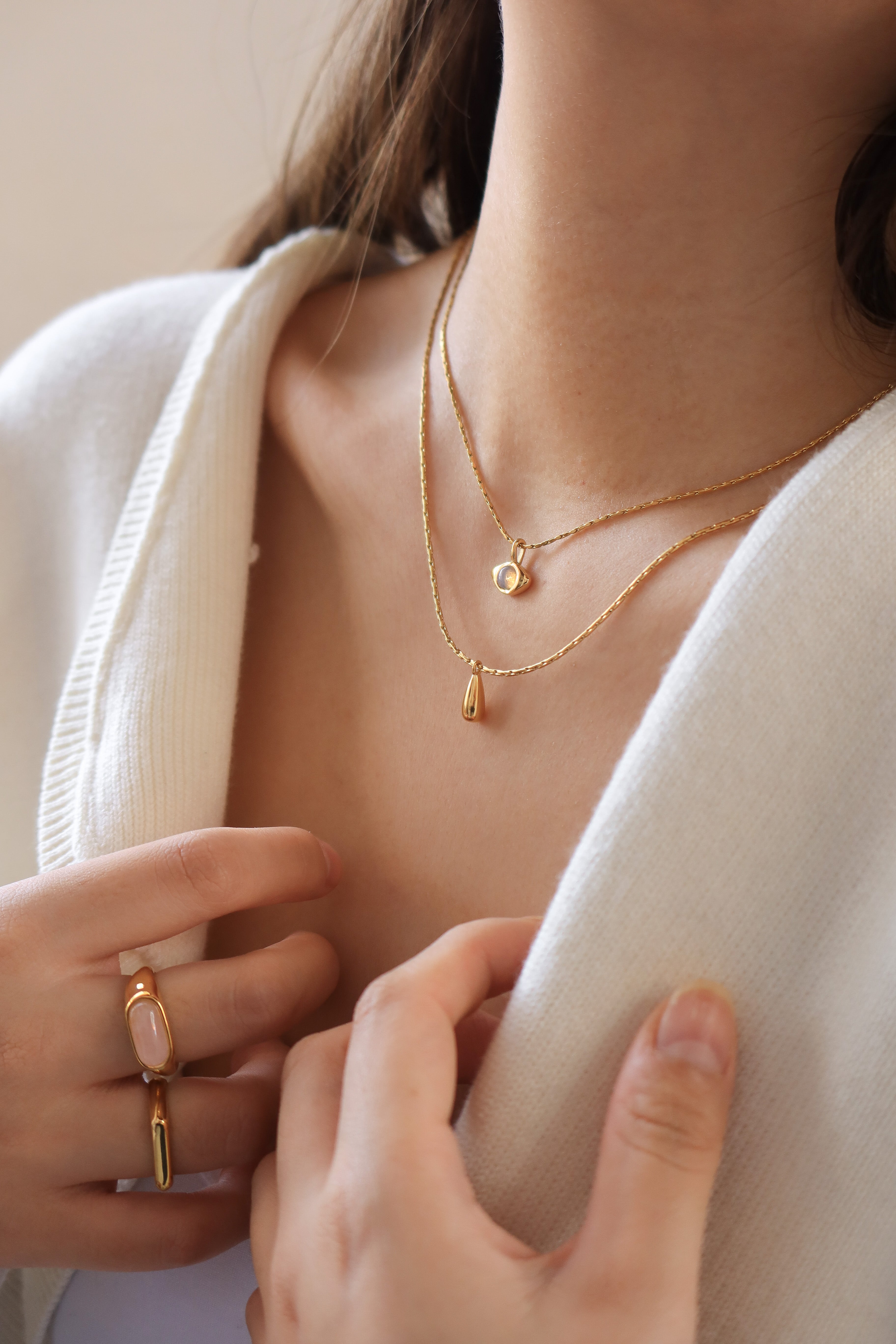 Evil Eye & Teardrop Necklace Set