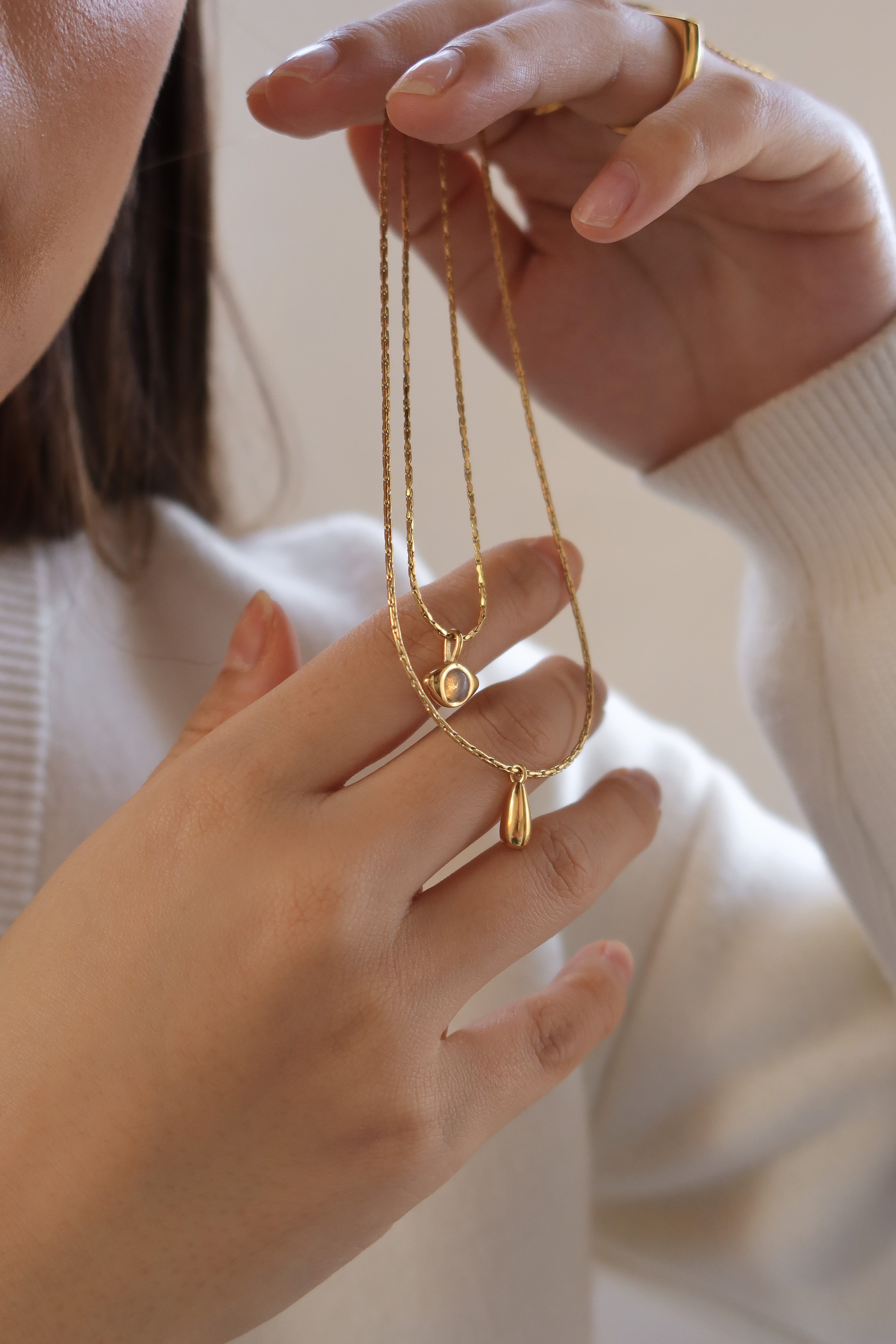 Evil Eye & Teardrop Necklace Set