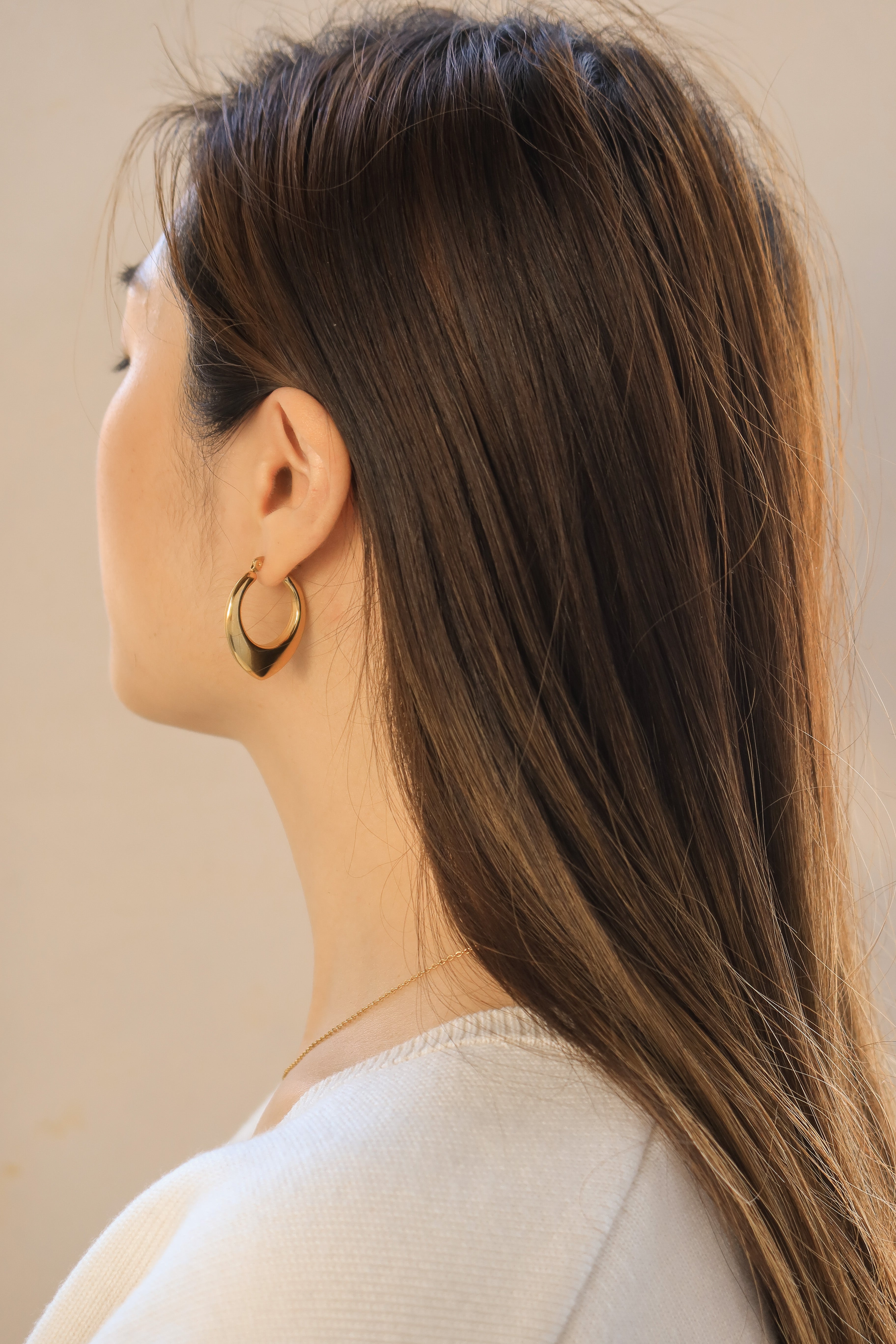 Spade Gold Hoop Earring, pointed hoop earrings