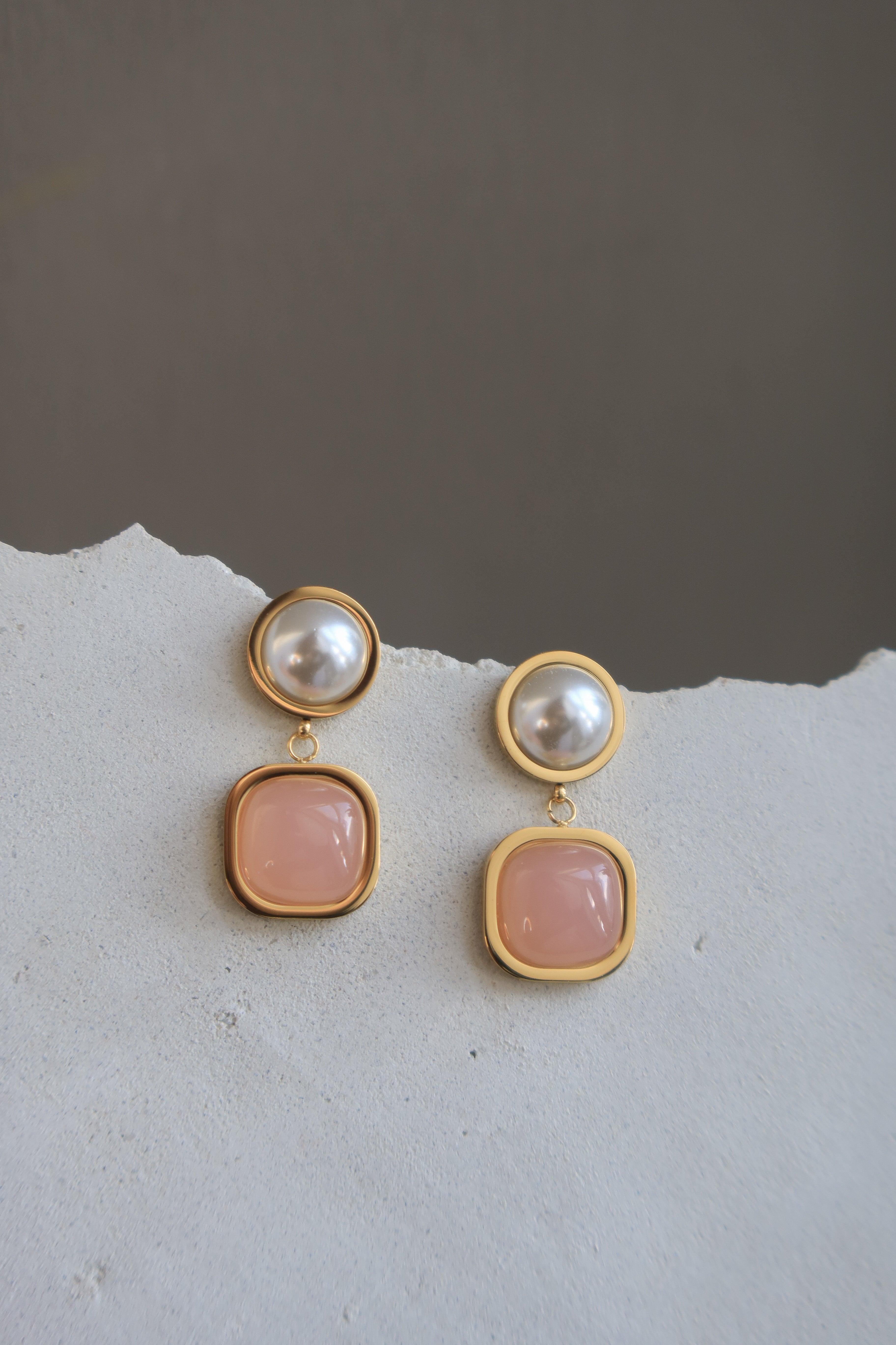 Pink Pearl Drop Earrings