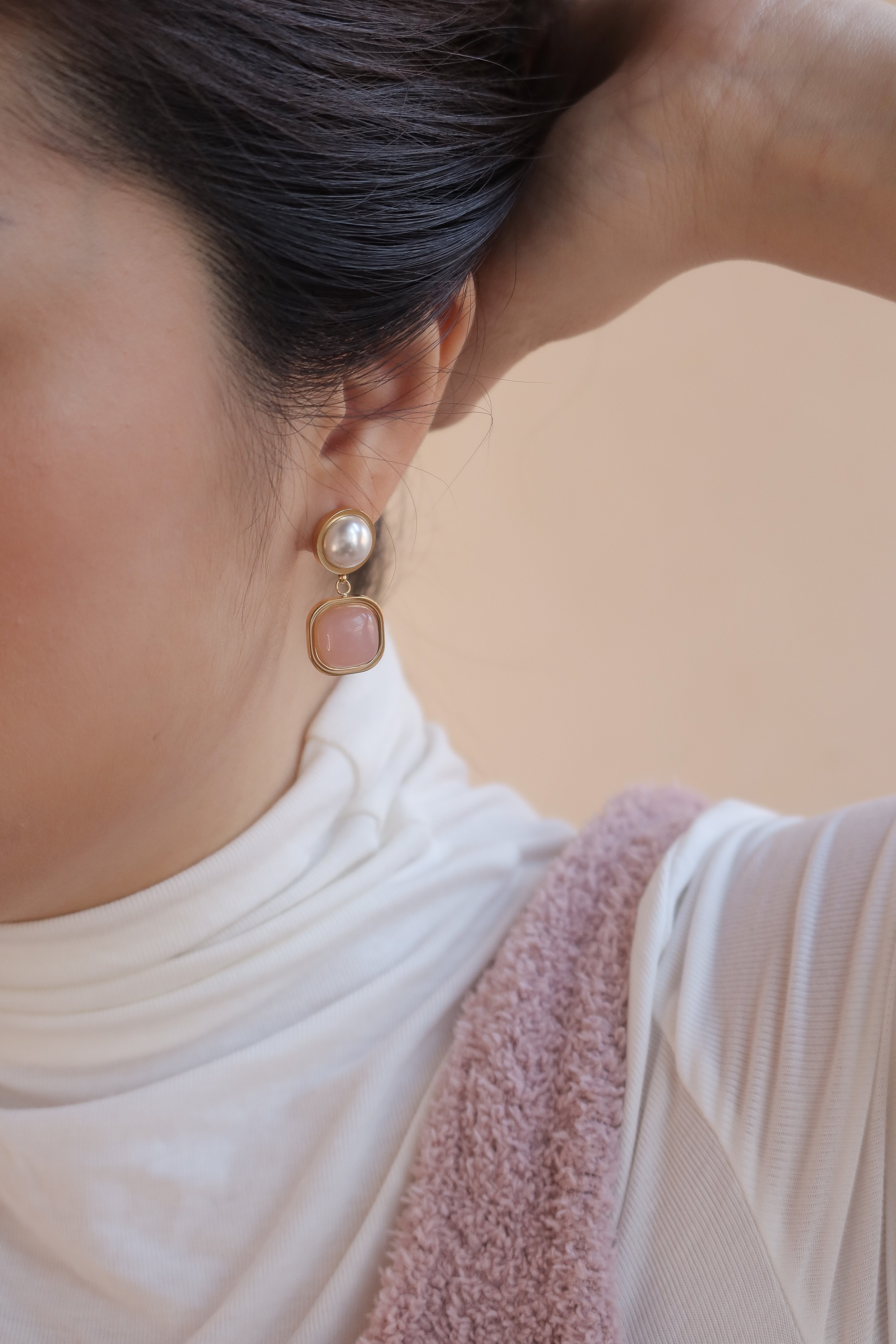 Pink Pearl Drop Earrings