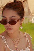 Pink Gemstone Heart Earrings