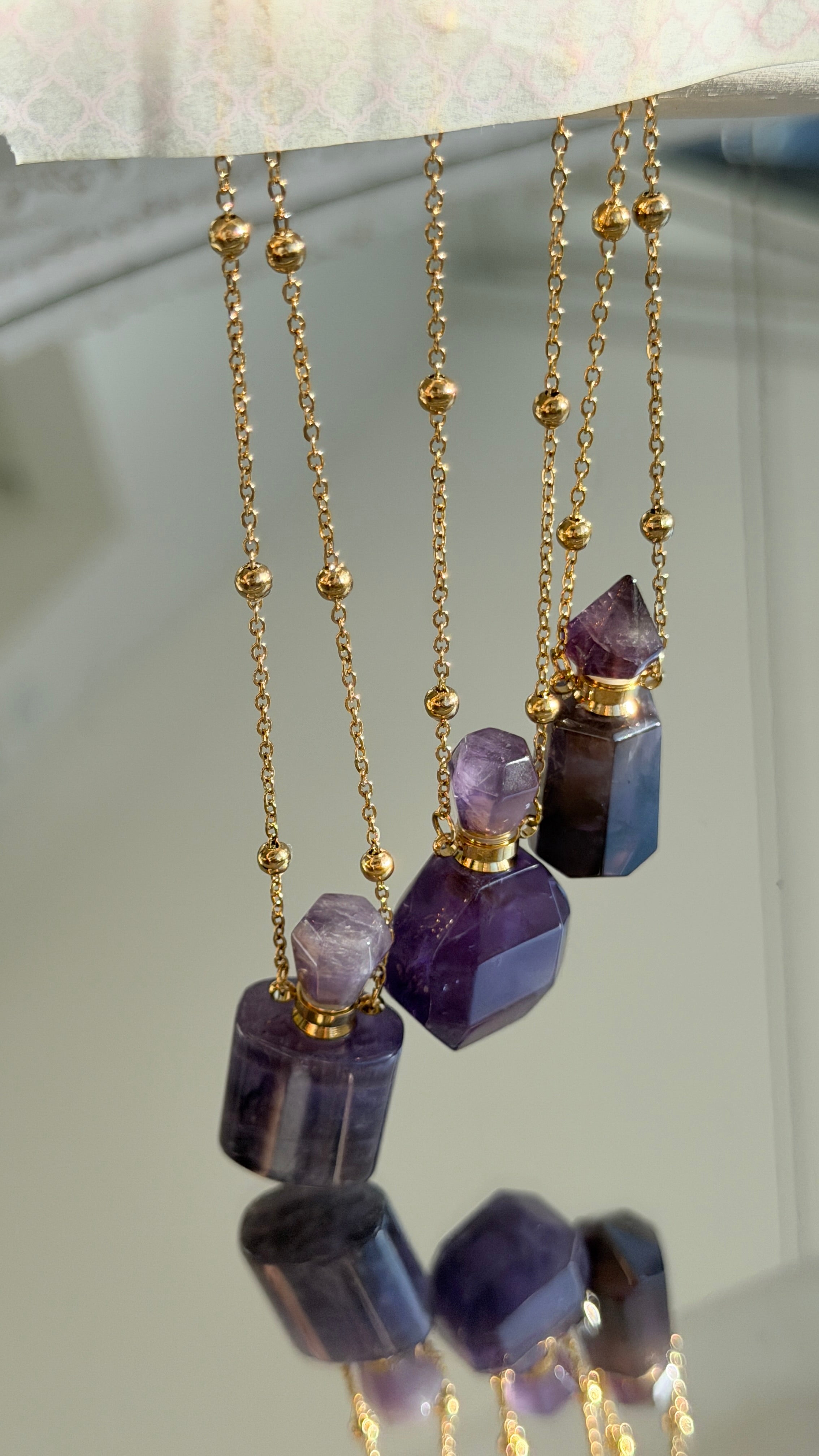 Amethyst Perfume Bottle Necklace