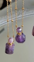 Amethyst Perfume Bottle Necklace