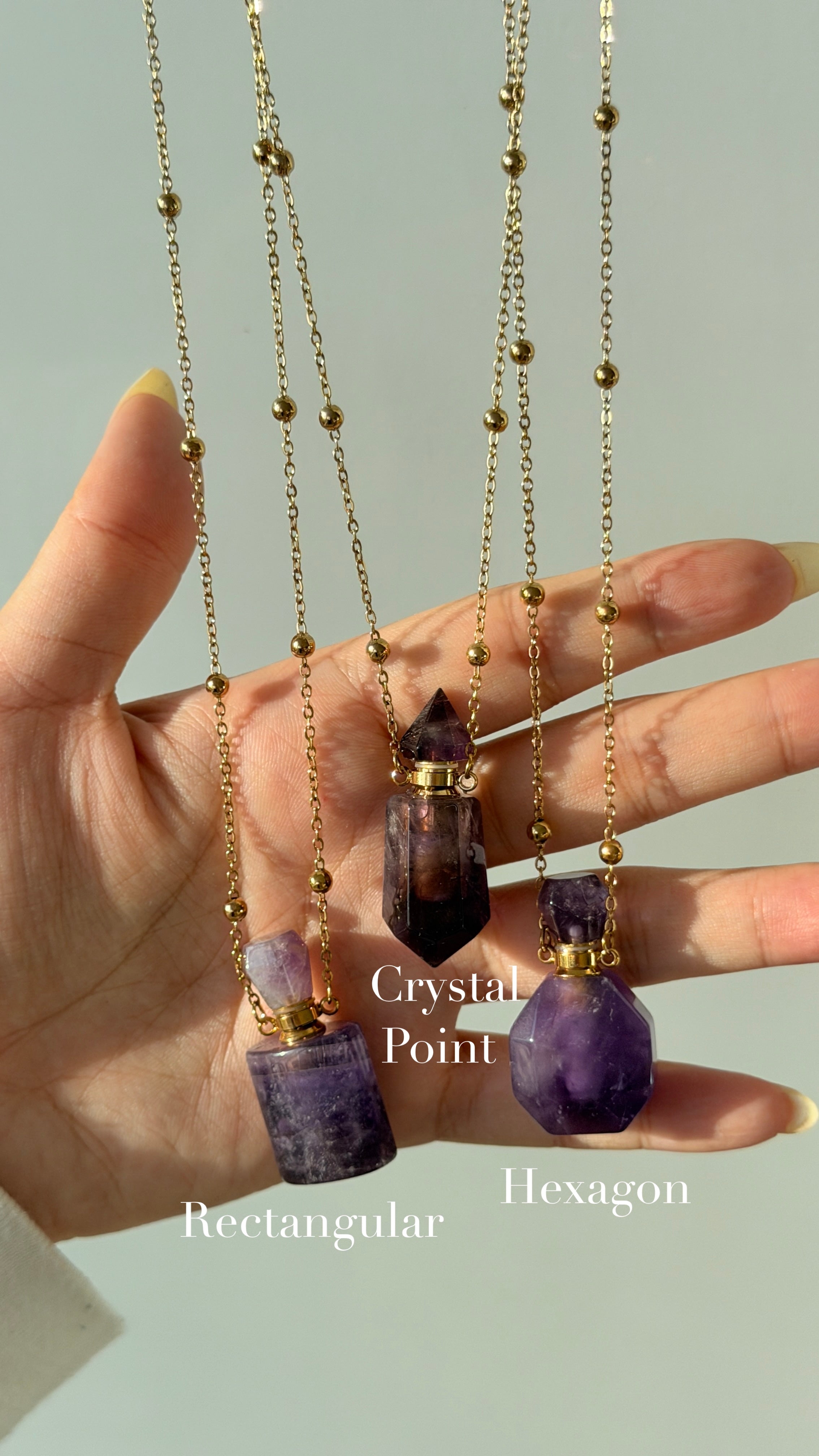 Amethyst Perfume Bottle Necklace