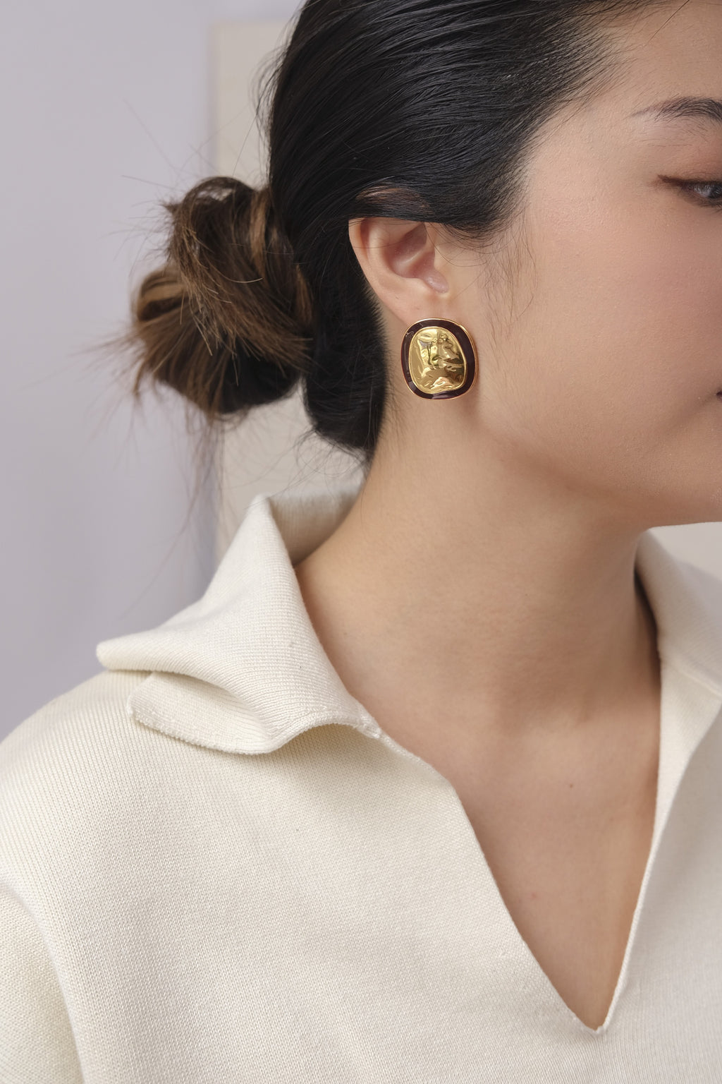 Garnet Two-Tone Studs