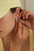 Geometric Pearl Hoops