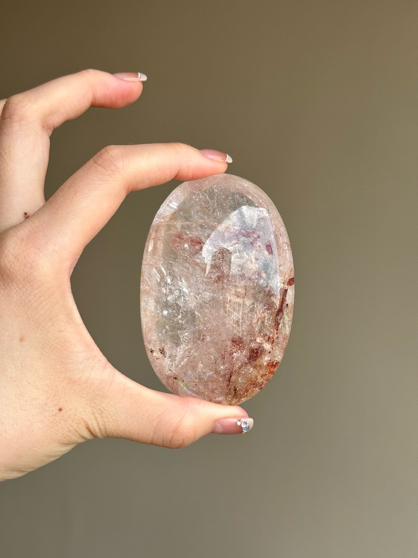 RARE Pink Azeztulite Quartz Palm Stone (B)