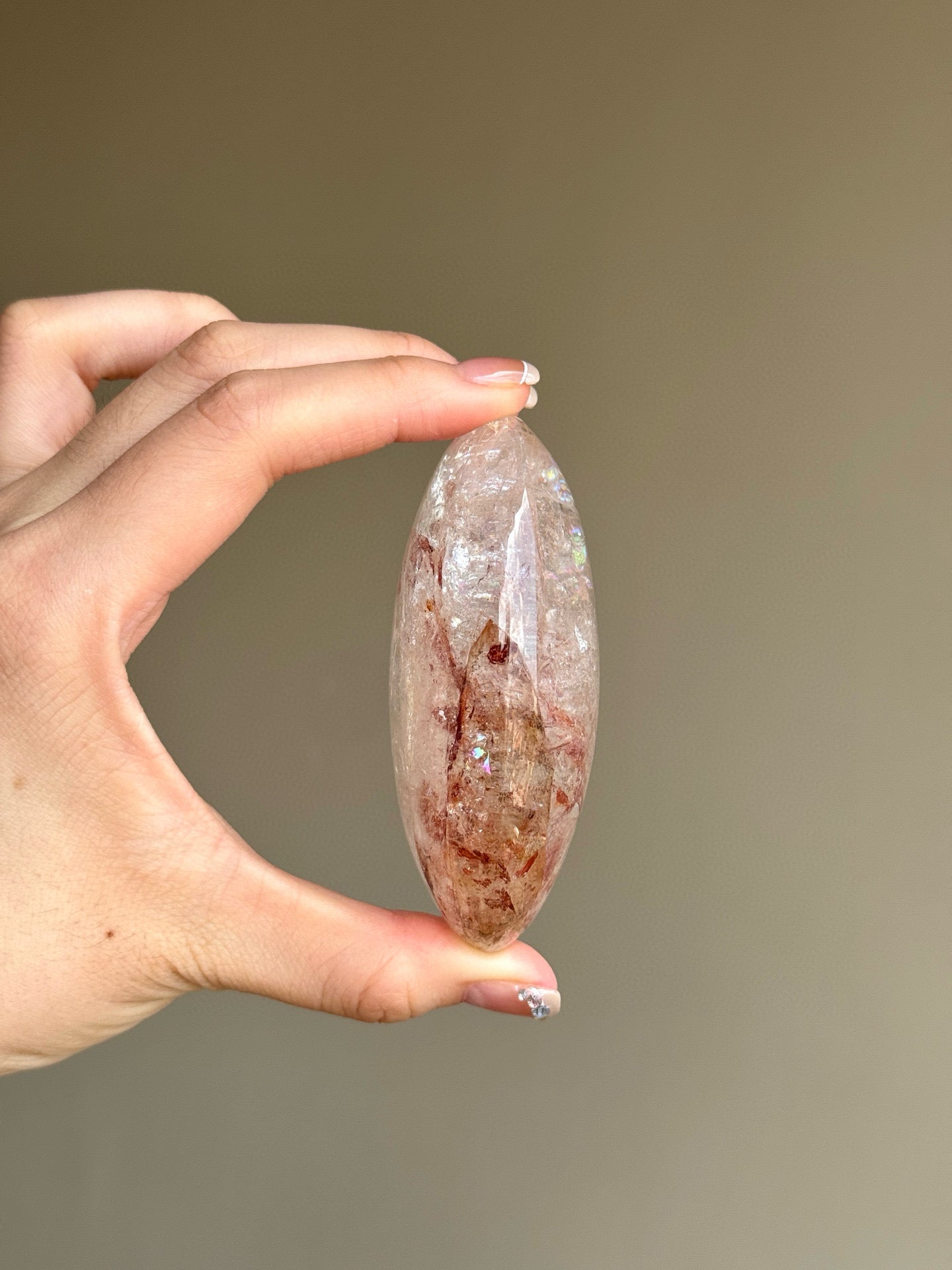 RARE Pink Azeztulite Quartz Palm Stone (B)