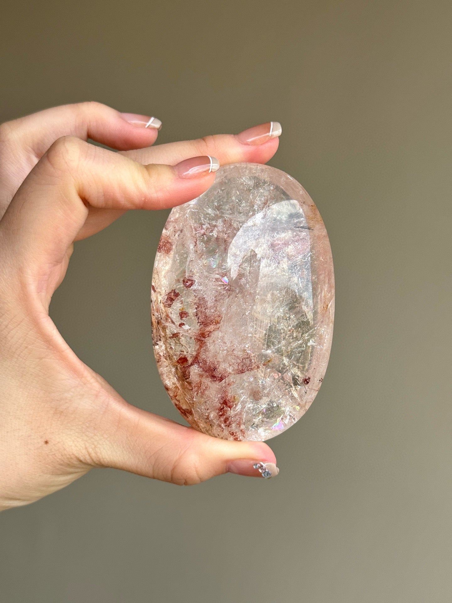 RARE Pink Azeztulite Quartz Palm Stone (B)