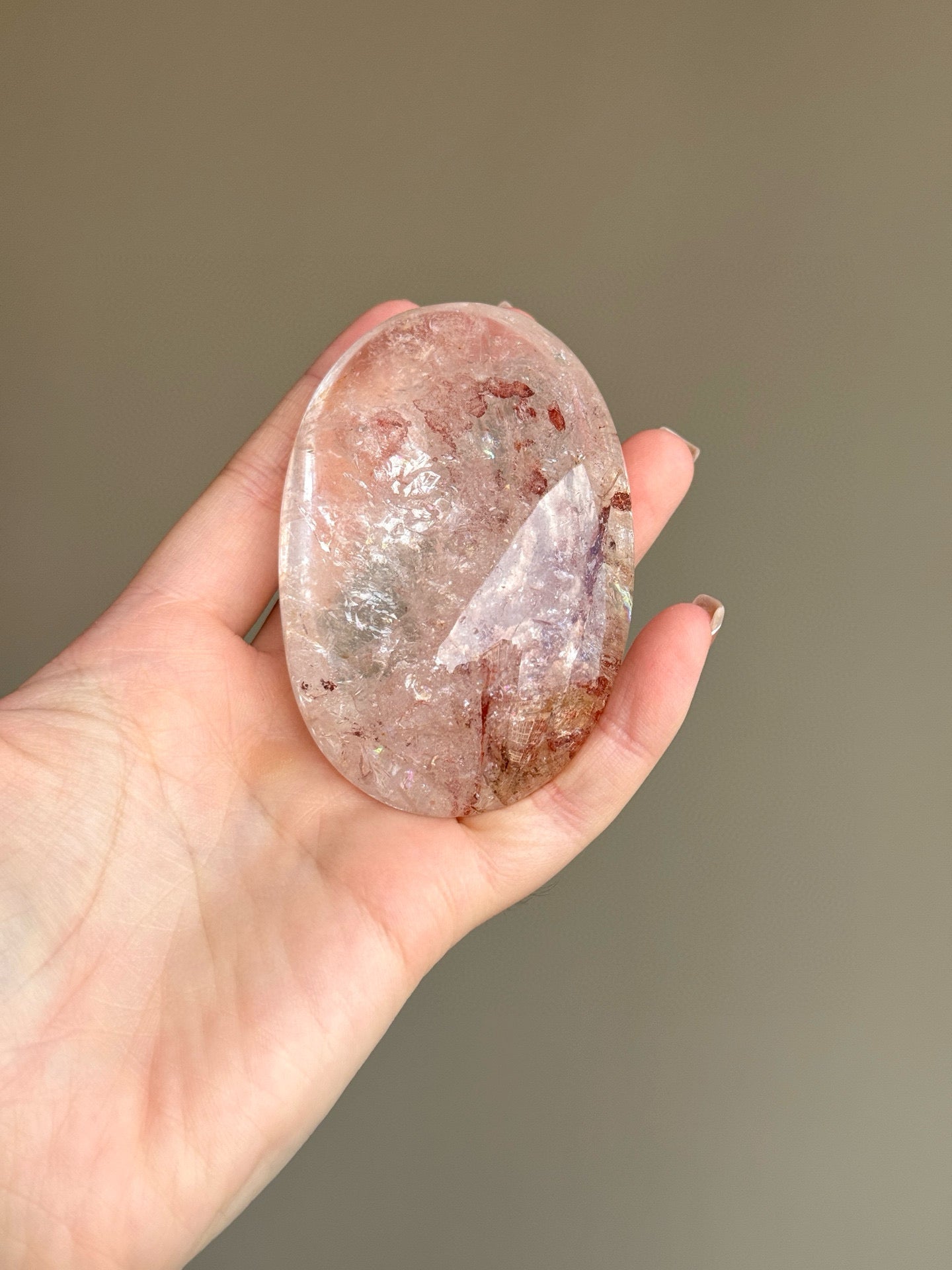 RARE Pink Azeztulite Quartz Palm Stone (B)