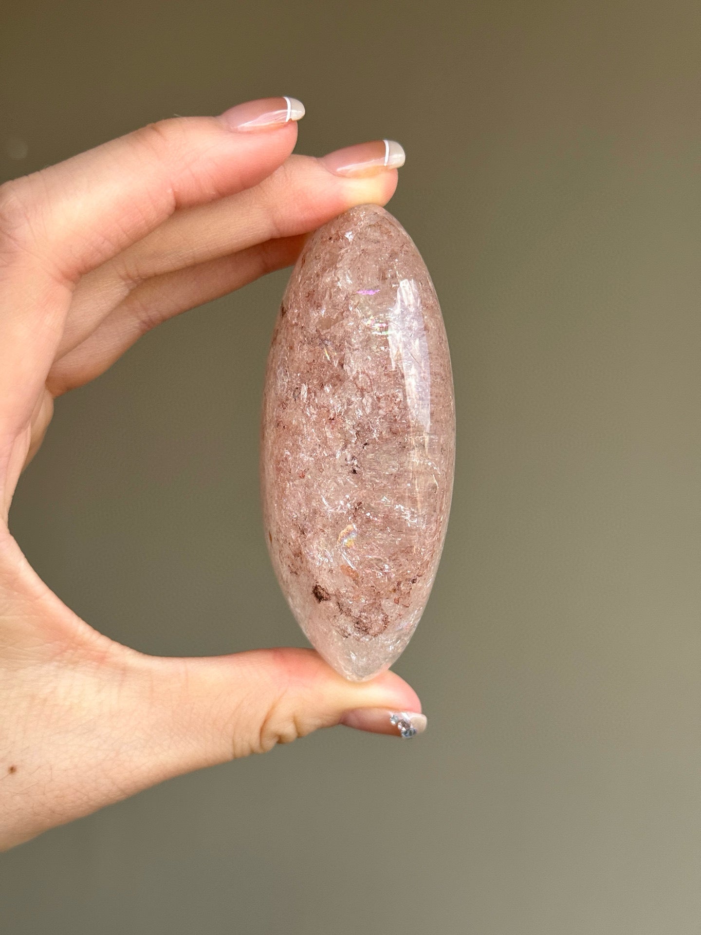 RARE Pink Azeztulite Quartz Palm Stone (C)