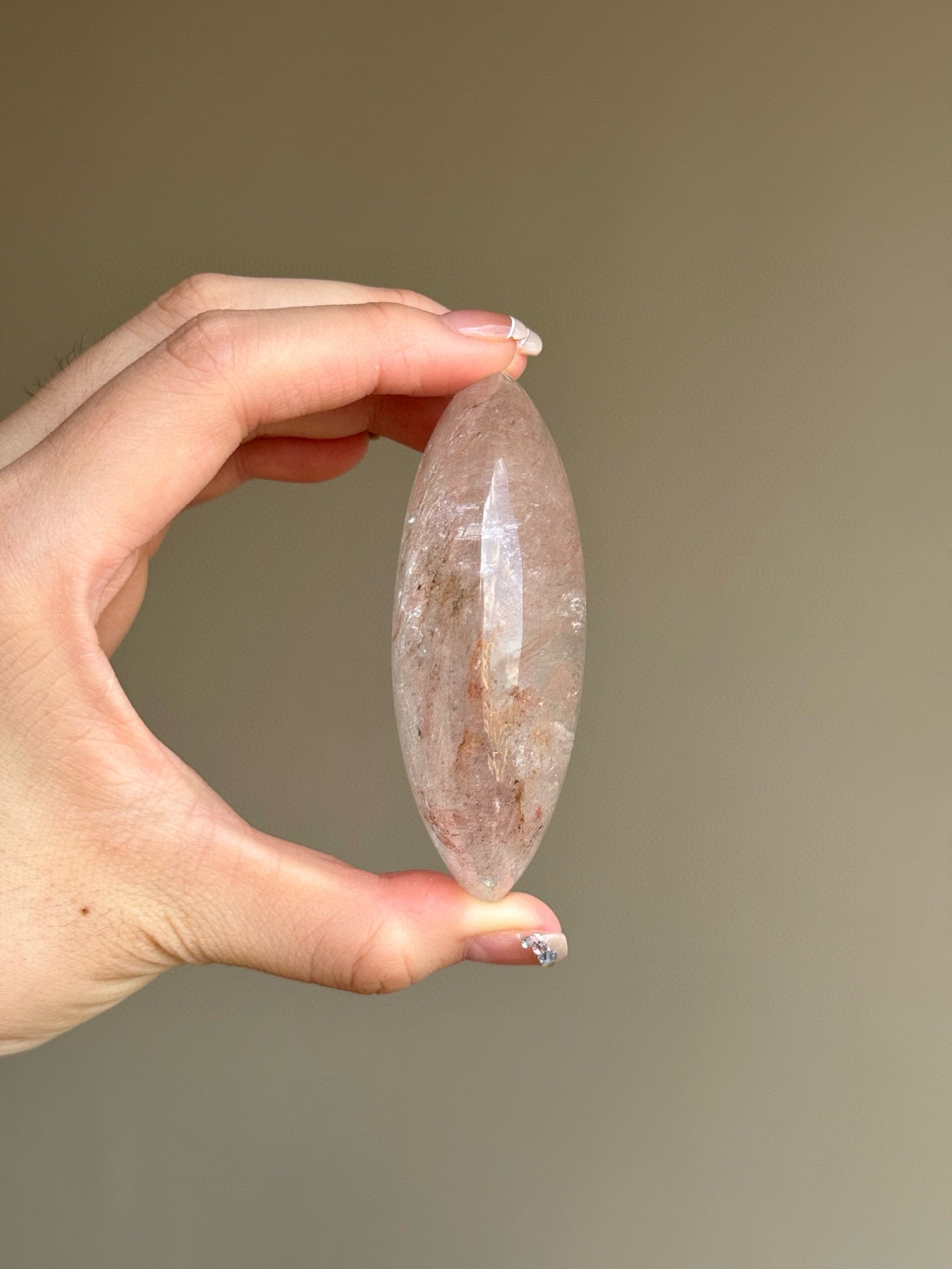 RARE Pink Azeztulite Quartz Palm Stone (D)