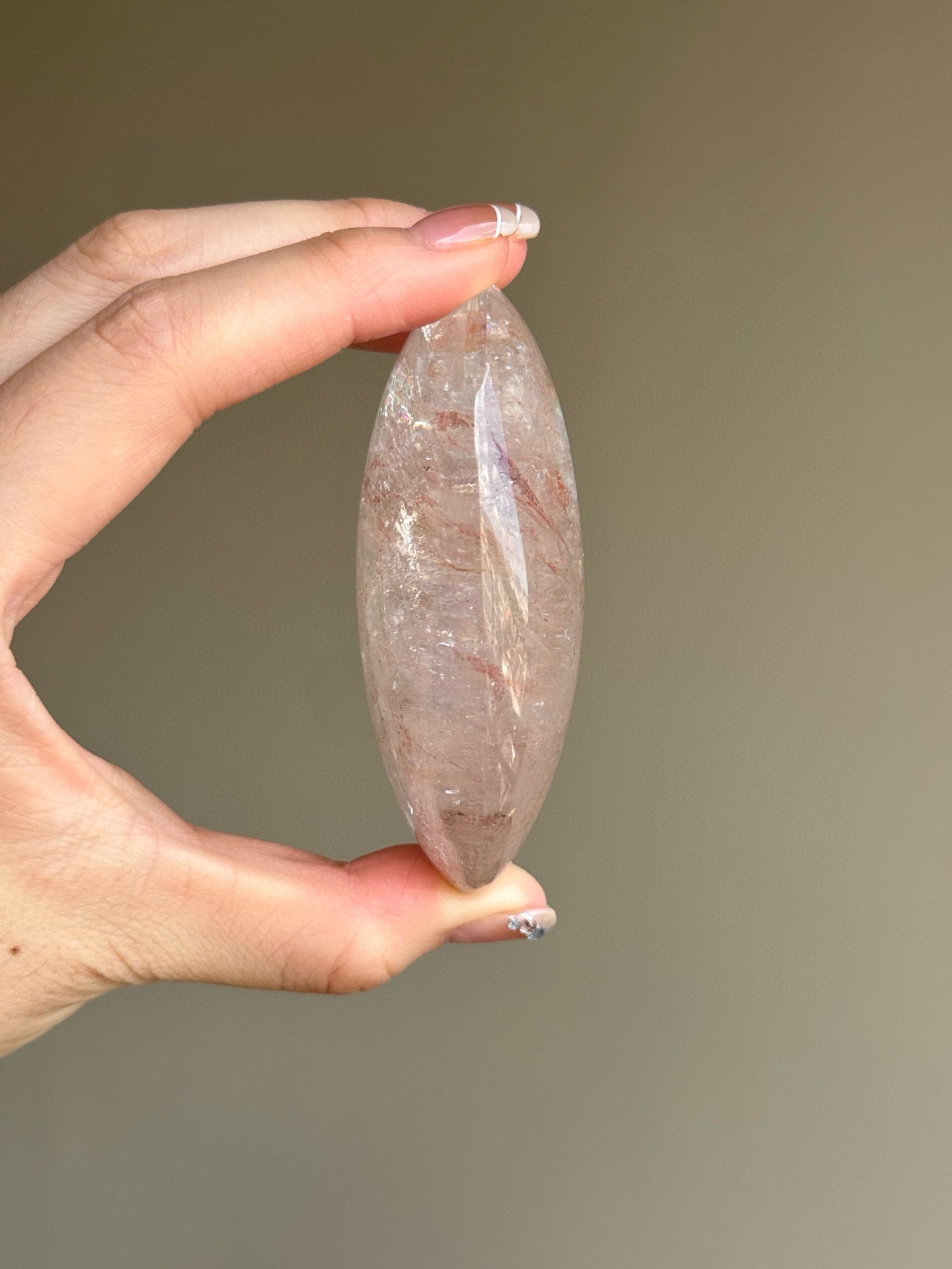 RARE Pink Azeztulite Quartz Palm Stone (D)