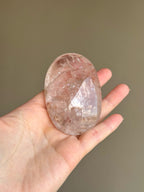 RARE Pink Azeztulite Quartz Palm Stone (D)