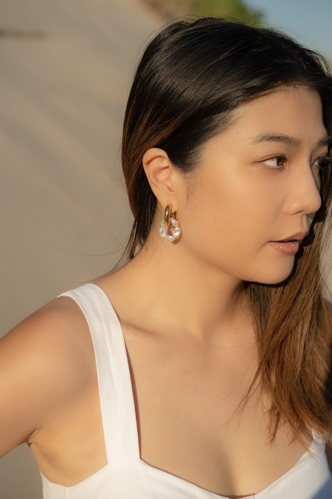 Pearl Double Hoops