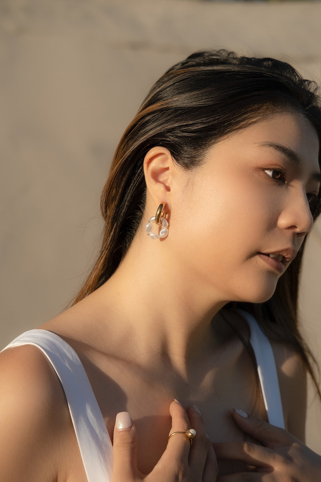Pearl Double Hoops