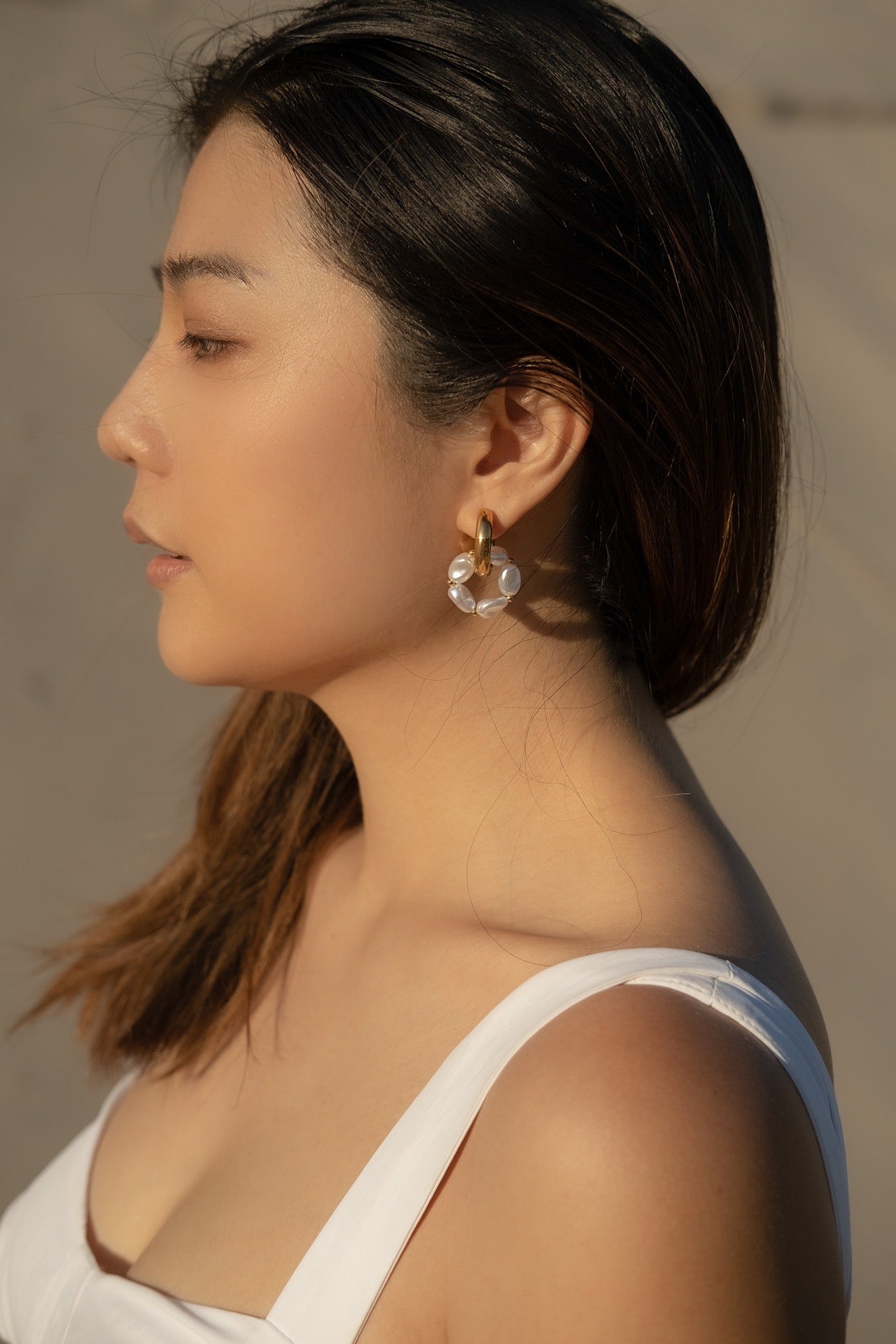 Pearl Double Hoops