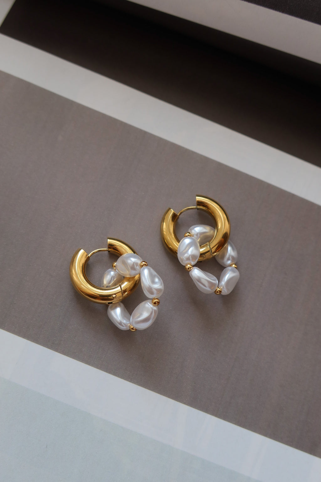 Pearl Double Hoops
