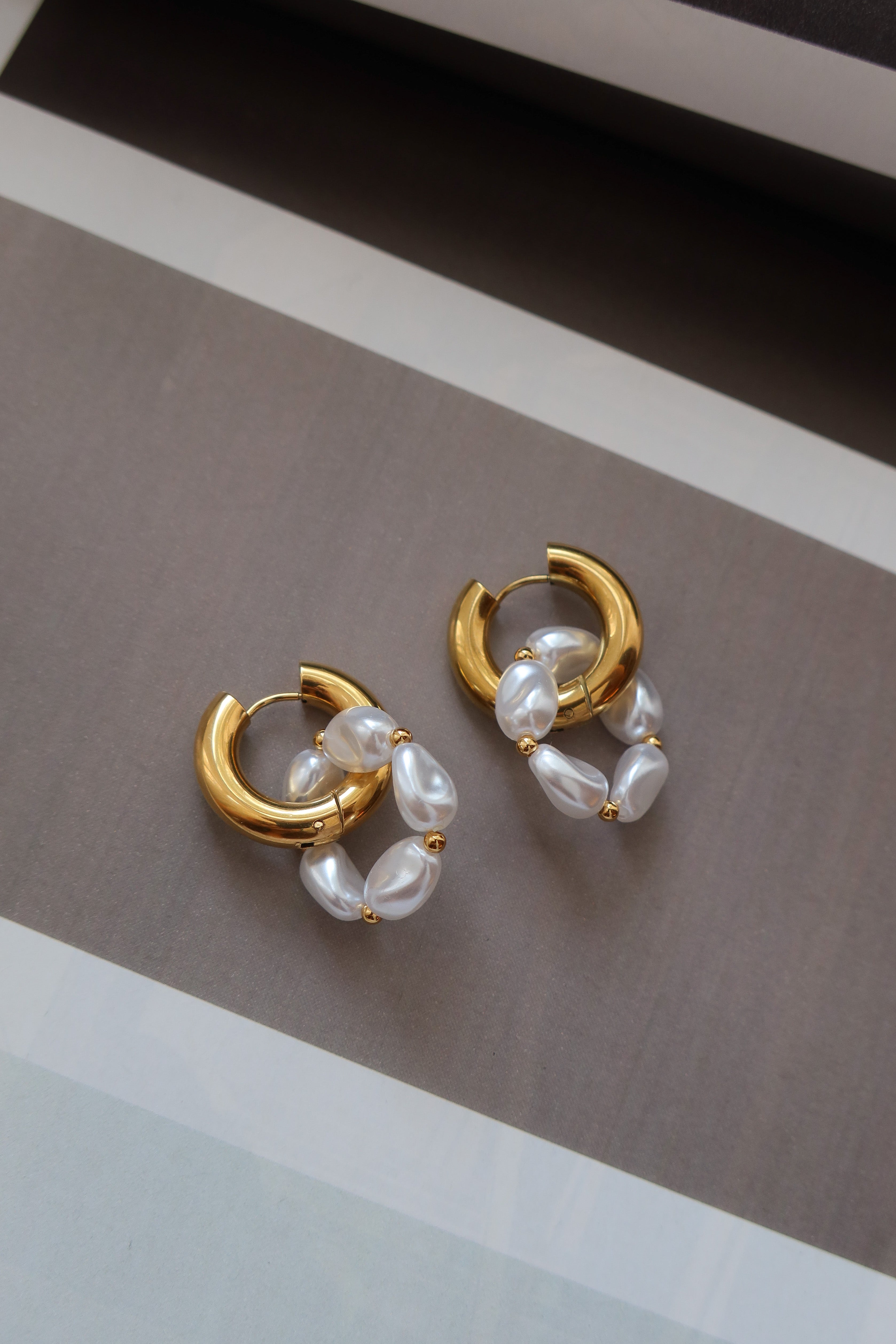 Pearl Double Hoops